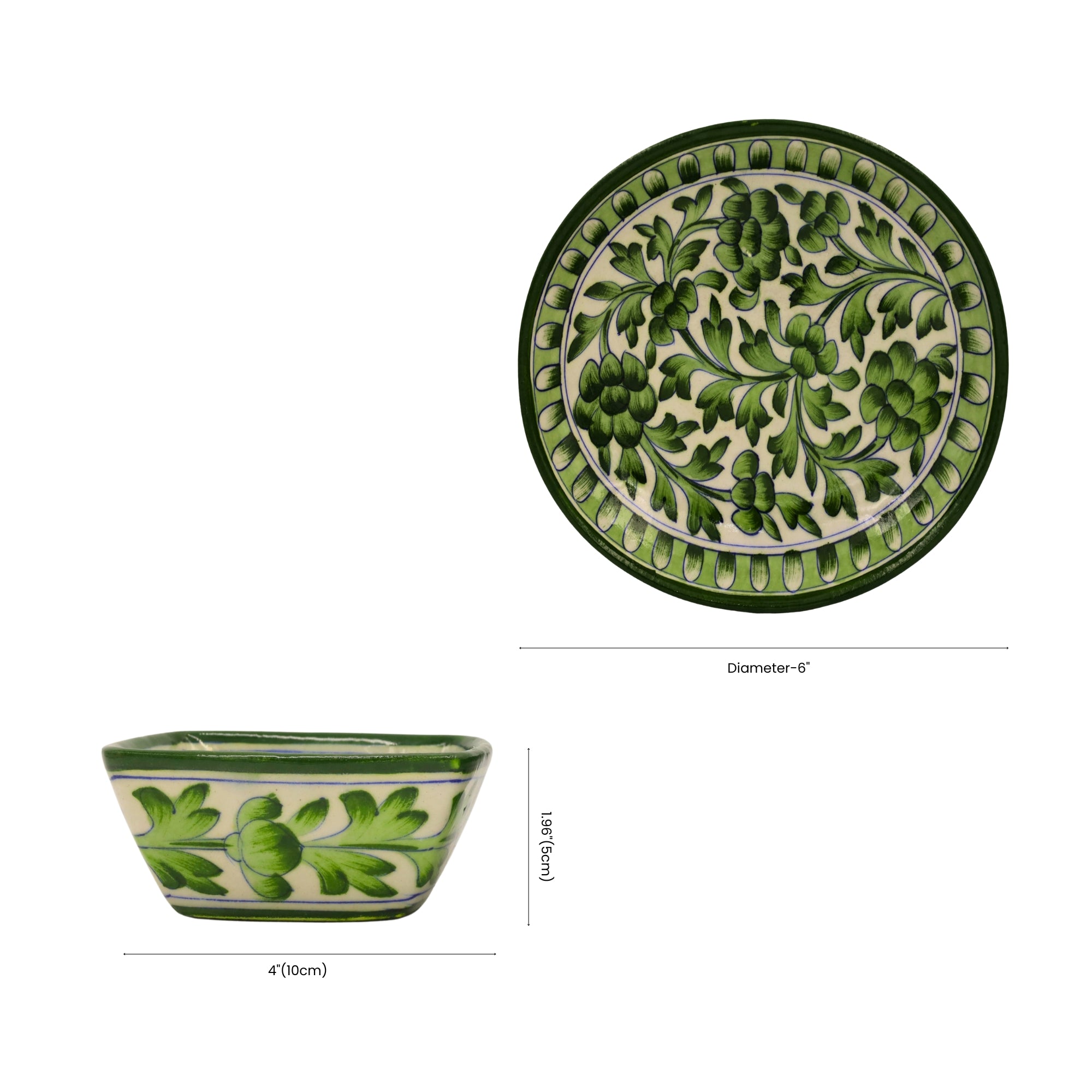 Handcrafted Blue Pottery Bowl & Plate Set – Elegant Jaipur Art for Dinnerware