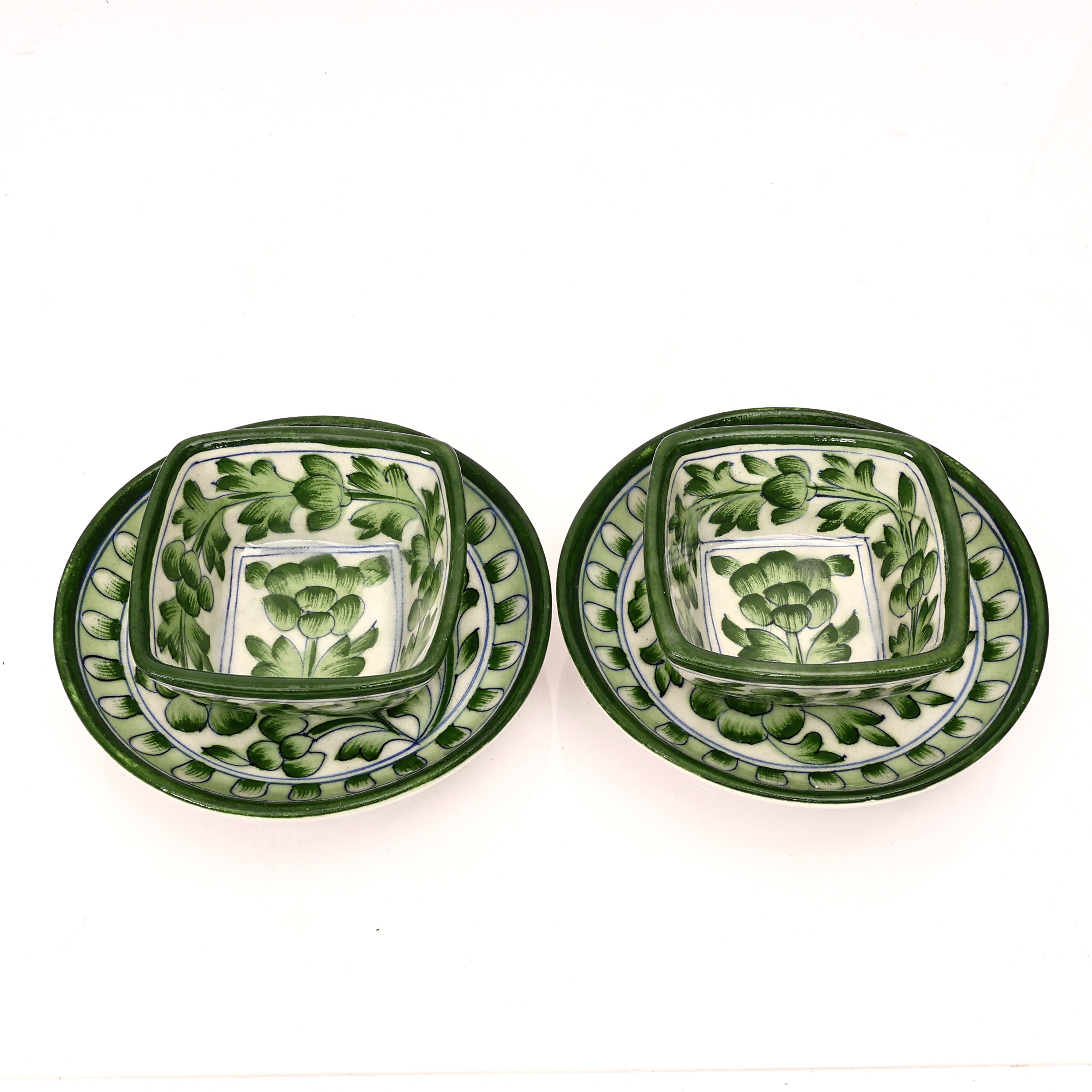 Handcrafted Blue Pottery Bowl & Plate Set – Elegant Jaipur Art for Dinnerware