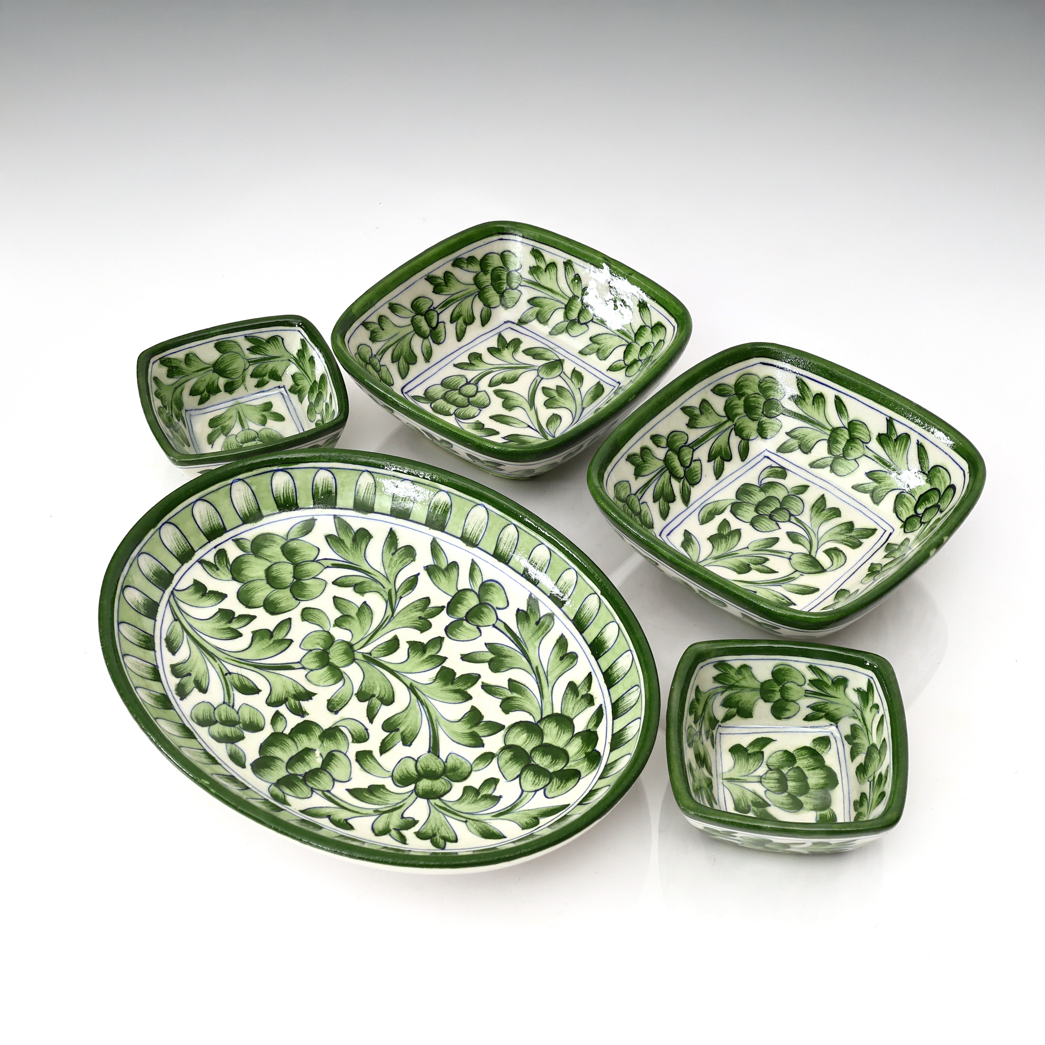 Handcrafted Blue Pottery Dinner Set – Traditional Elegance for Your Home