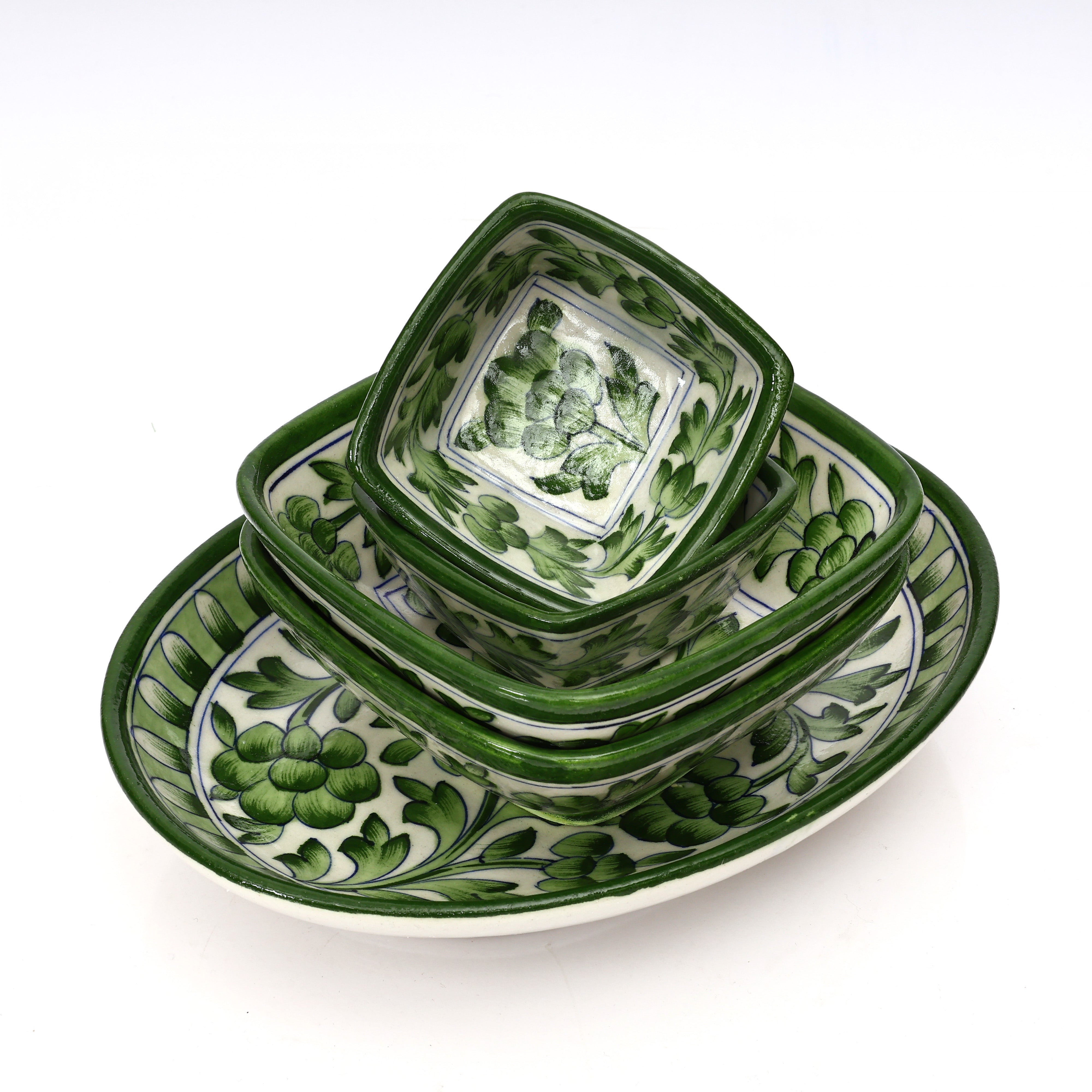 Handcrafted Blue Pottery Dinner Set – Traditional Elegance for Your Home