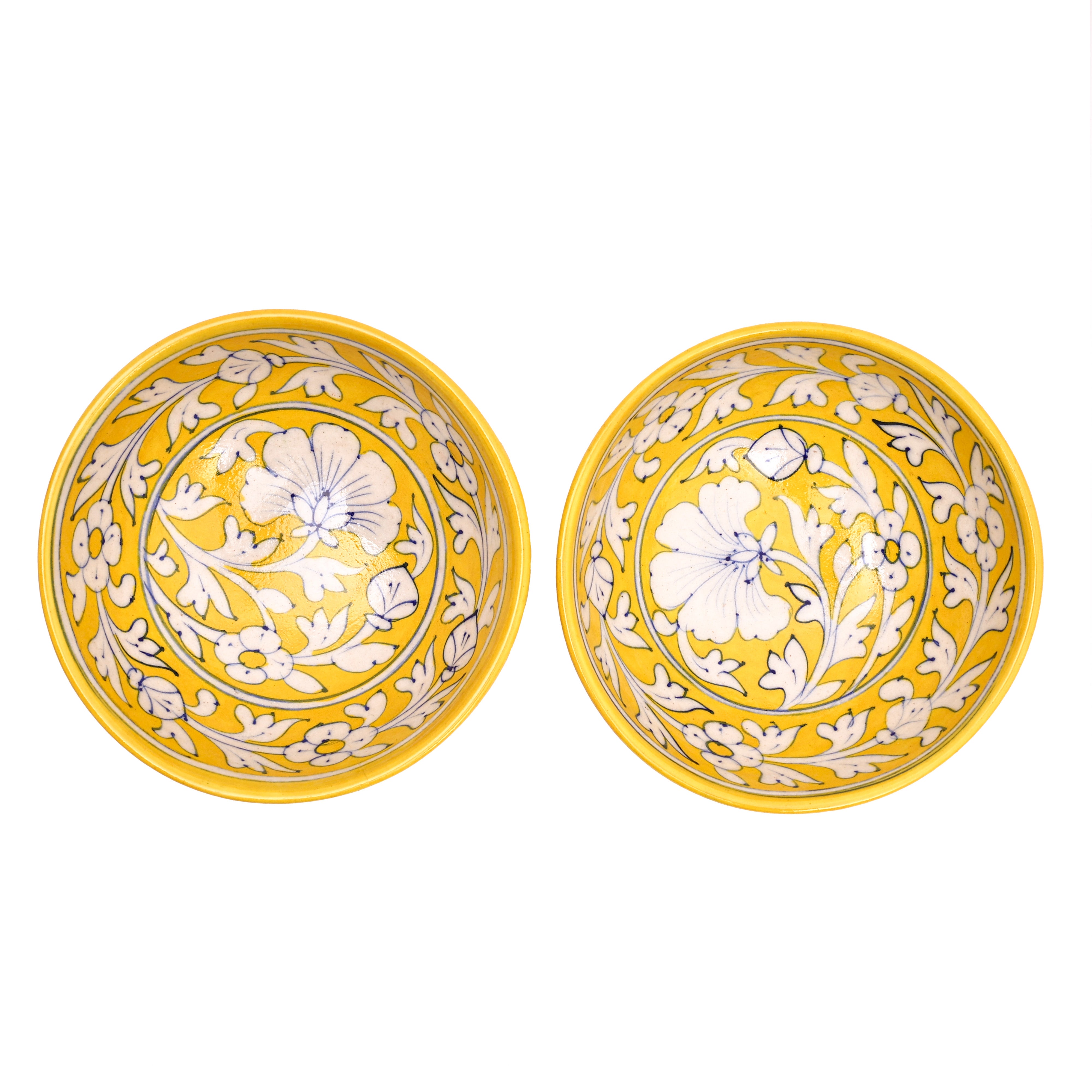 Handcrafted Blue Pottery Round Bowls