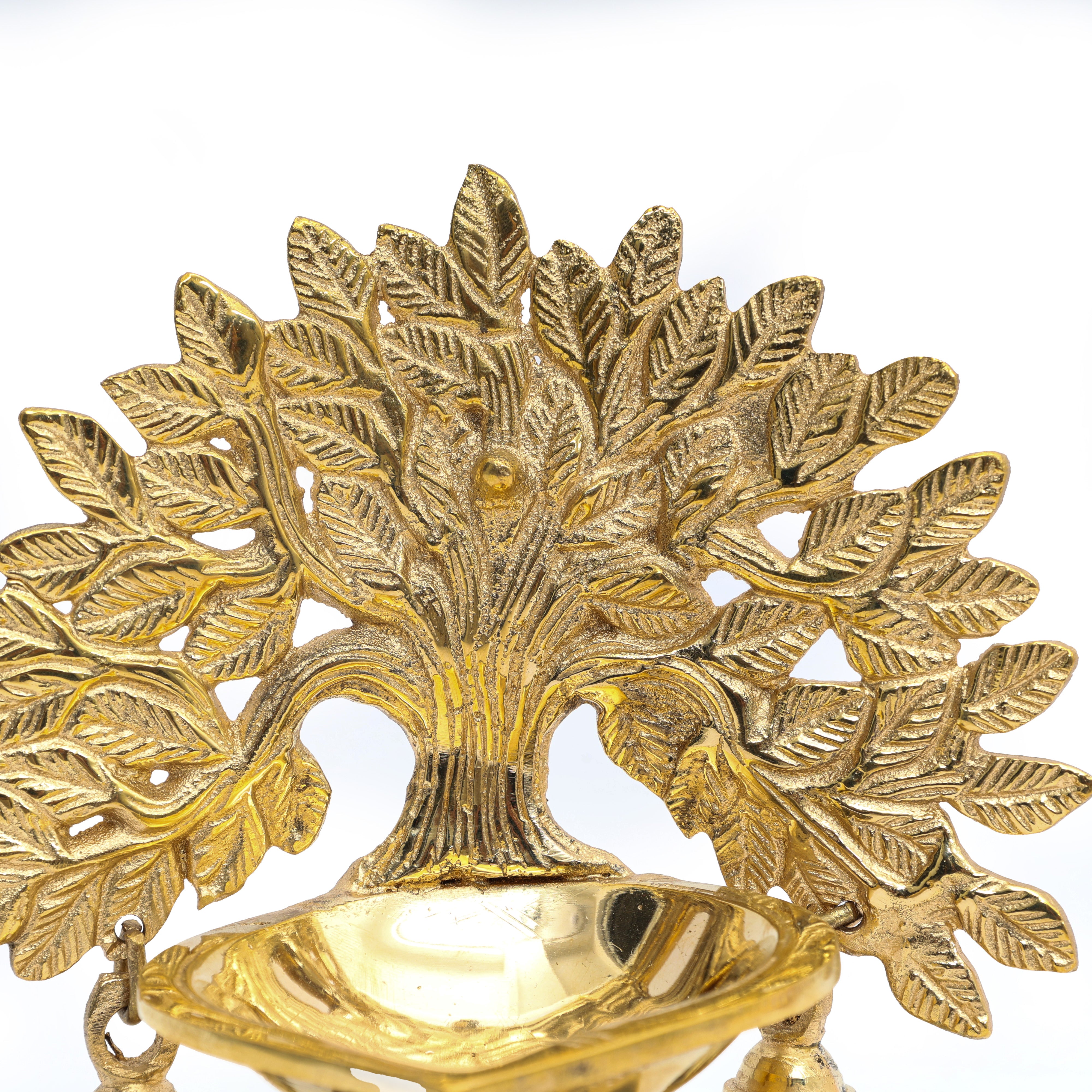 Handcrafted Brass Akhanda Diya Tree with Bells