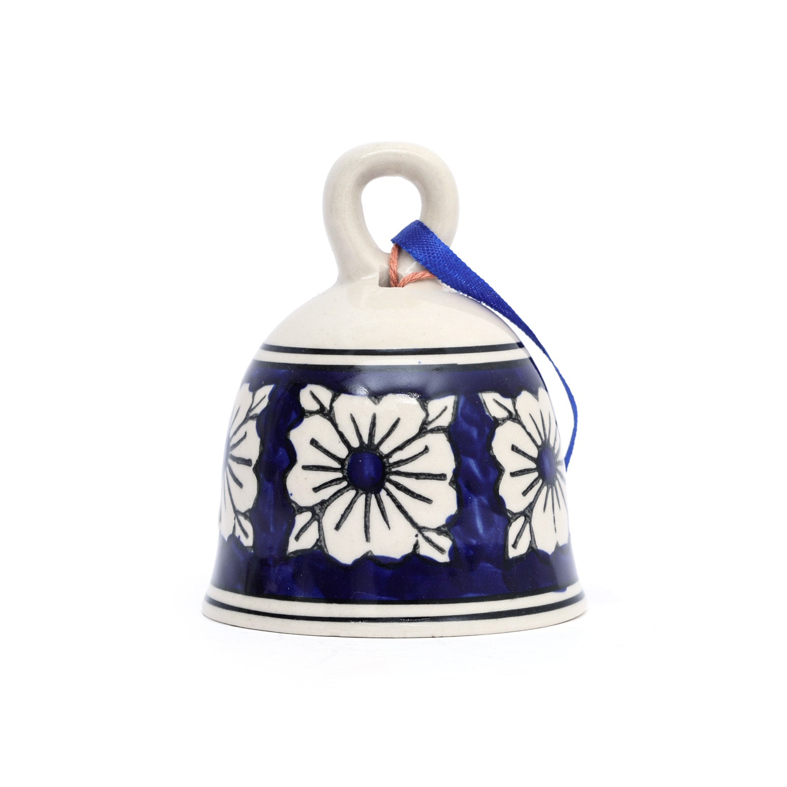 Handcrafted Ceramic Hanging Christmas Bell - Blue