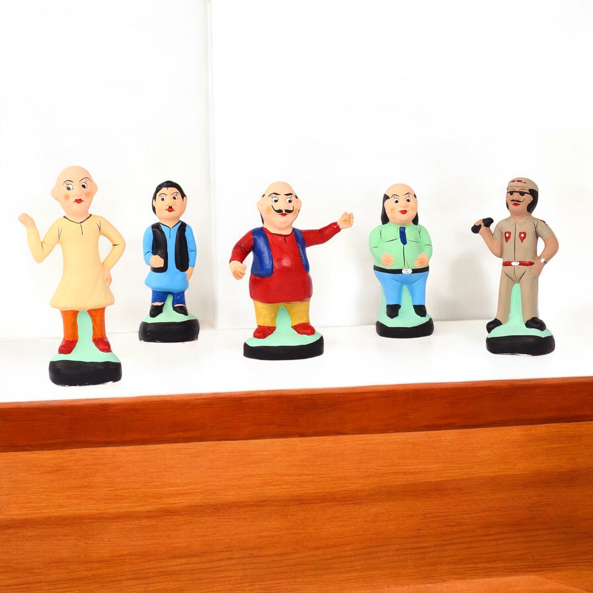 Handcrafted Childhood Cartoon Characters Terracotta Toys - Set of 5