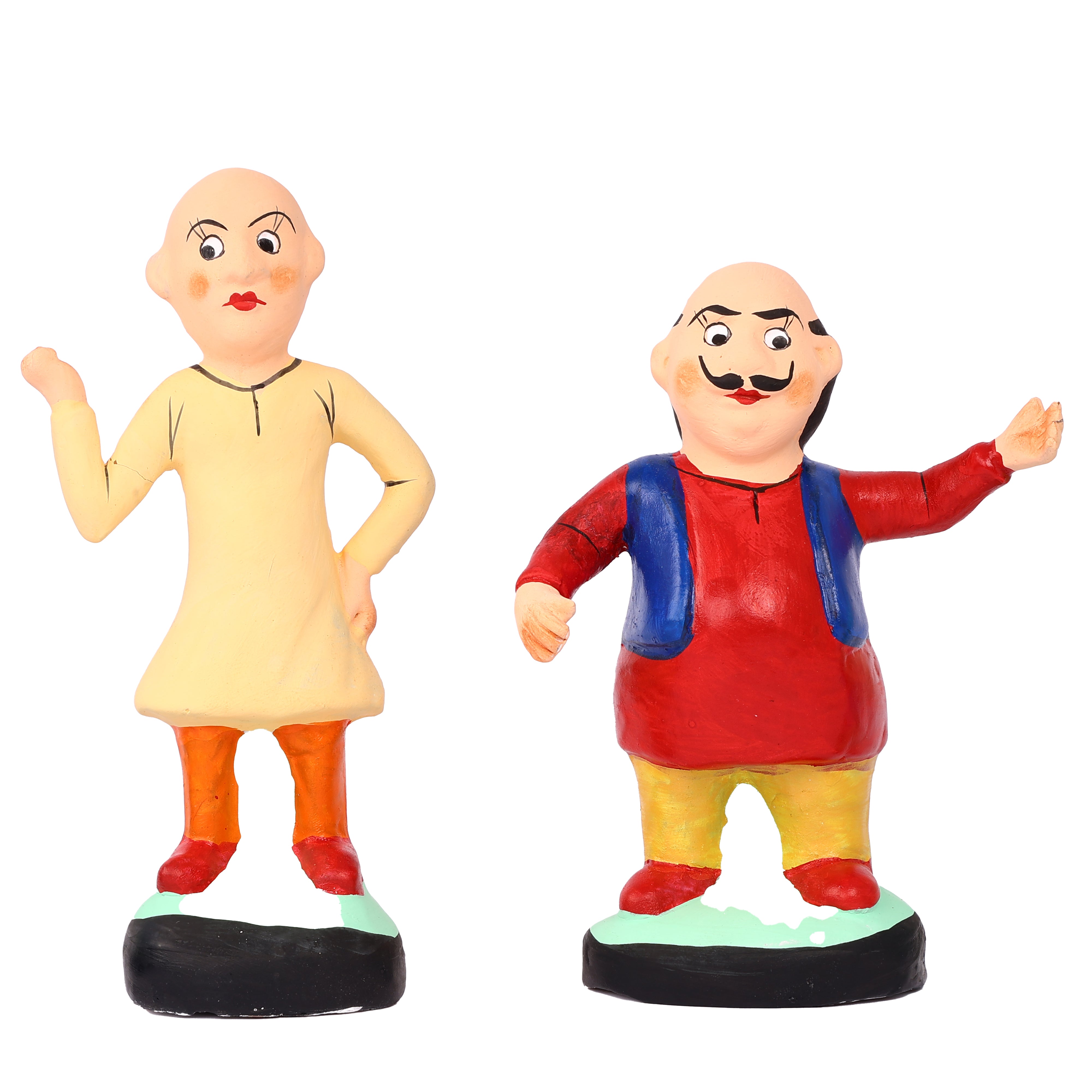 Handcrafted Childhood Cartoon Characters Terracotta Toys - Set of 5