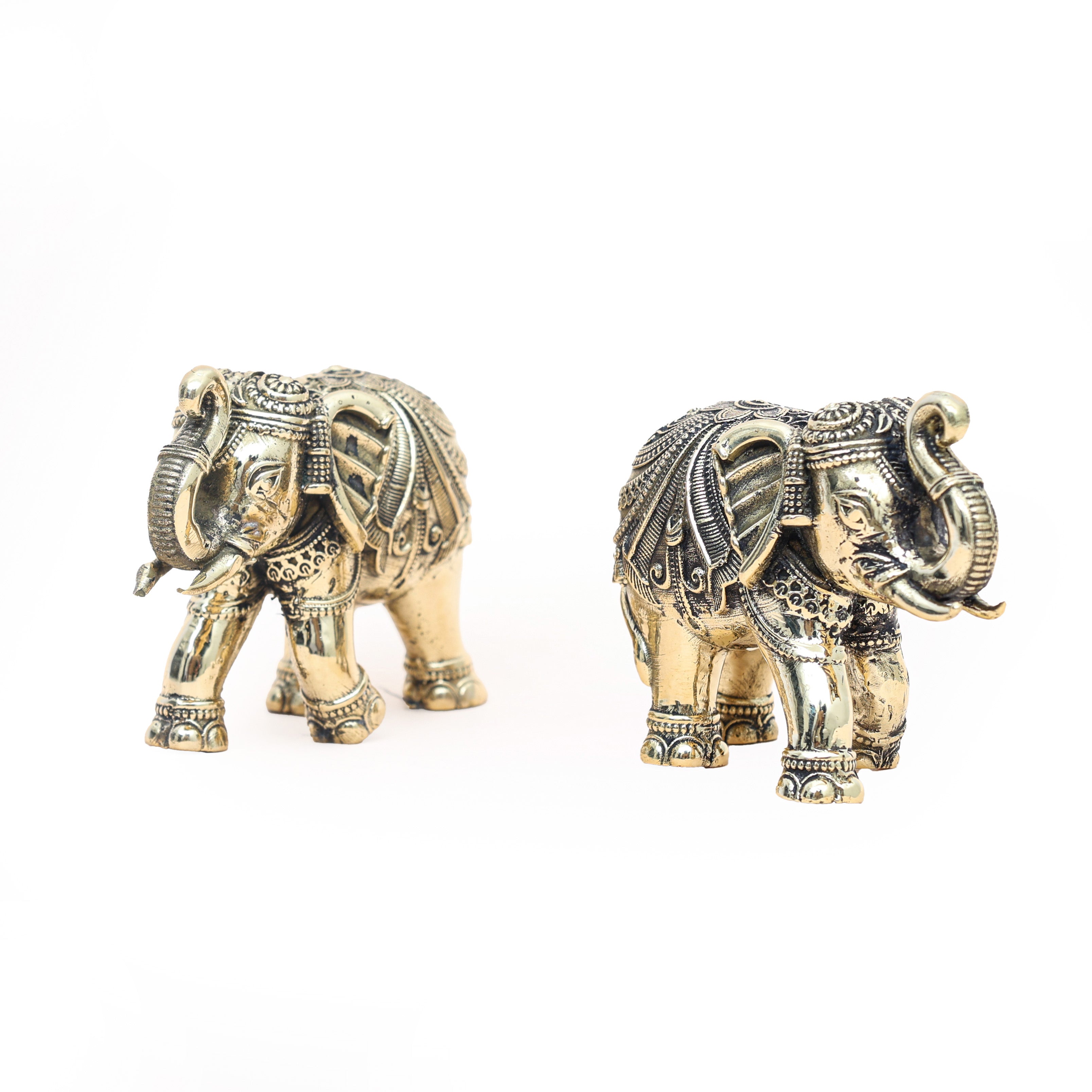 Handcrafted Decorative Brass Elephant (Set of Two) 