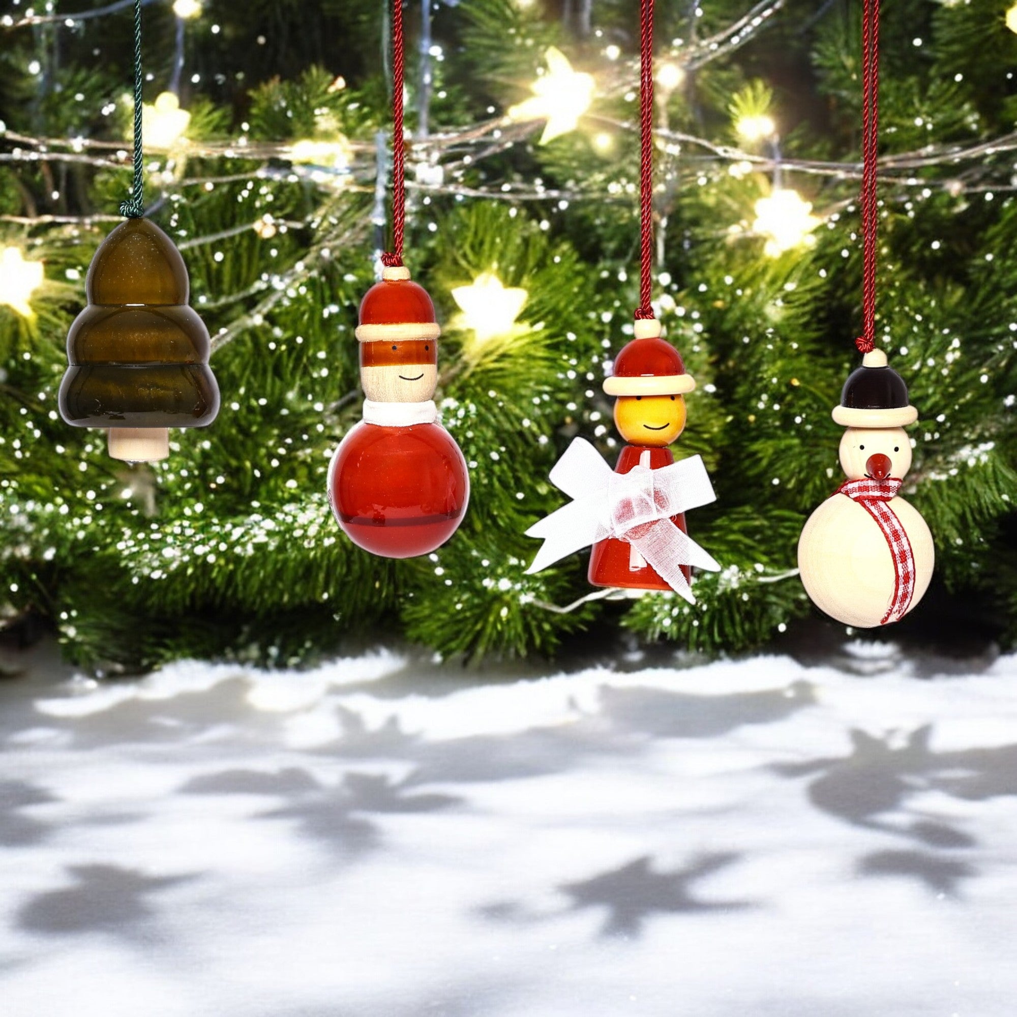 Handcrafted Eco-friendly Multicolour Wooden Hangings for Christmas Decor