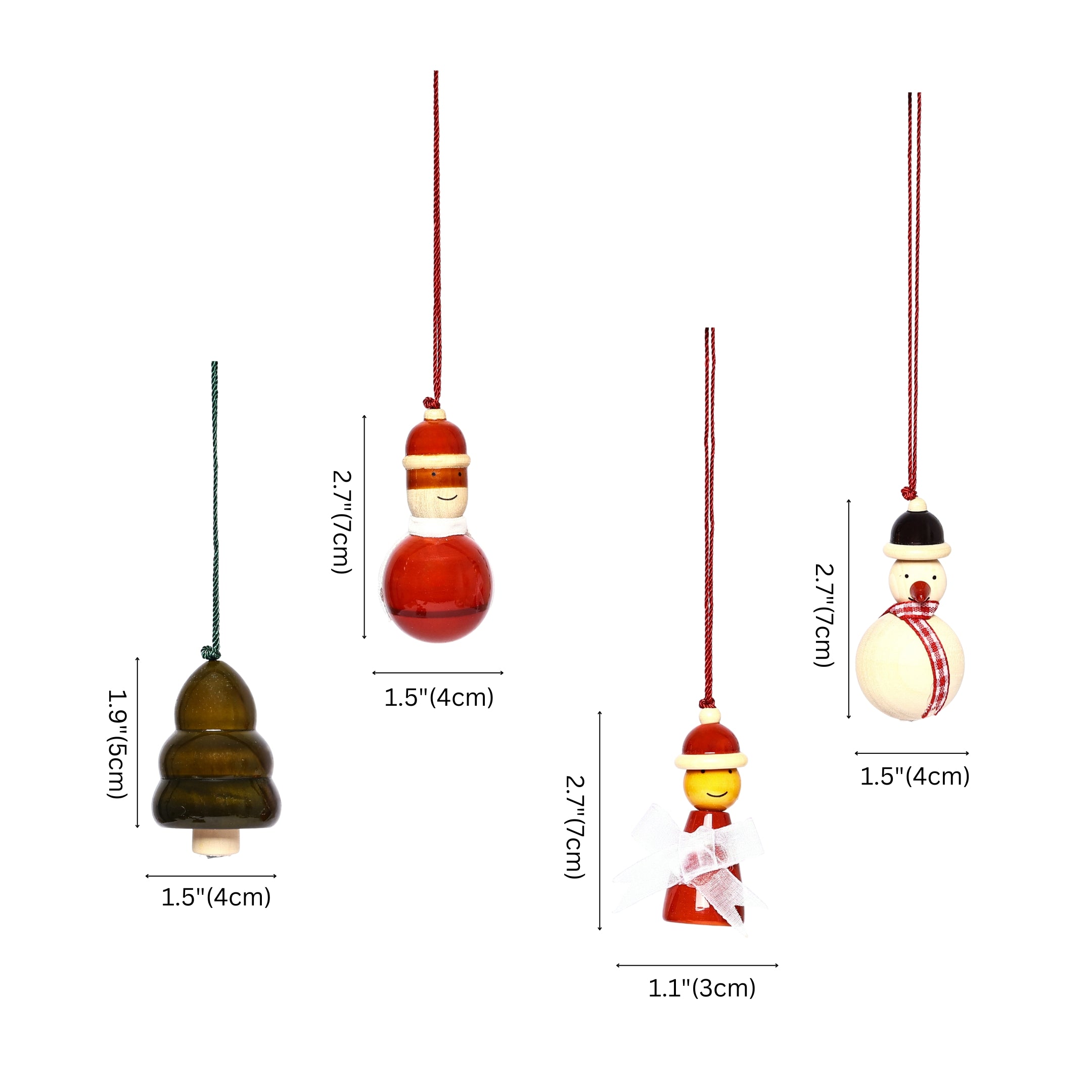 Handcrafted Eco-friendly Multicolour Wooden Hangings for Christmas Decor