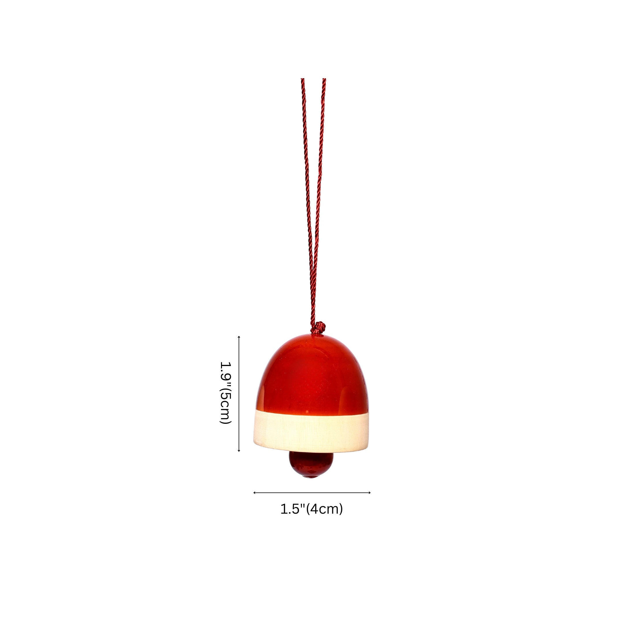 Handcrafted Eco-friendly Red Wooden Bell Hangings for Christmas Decor