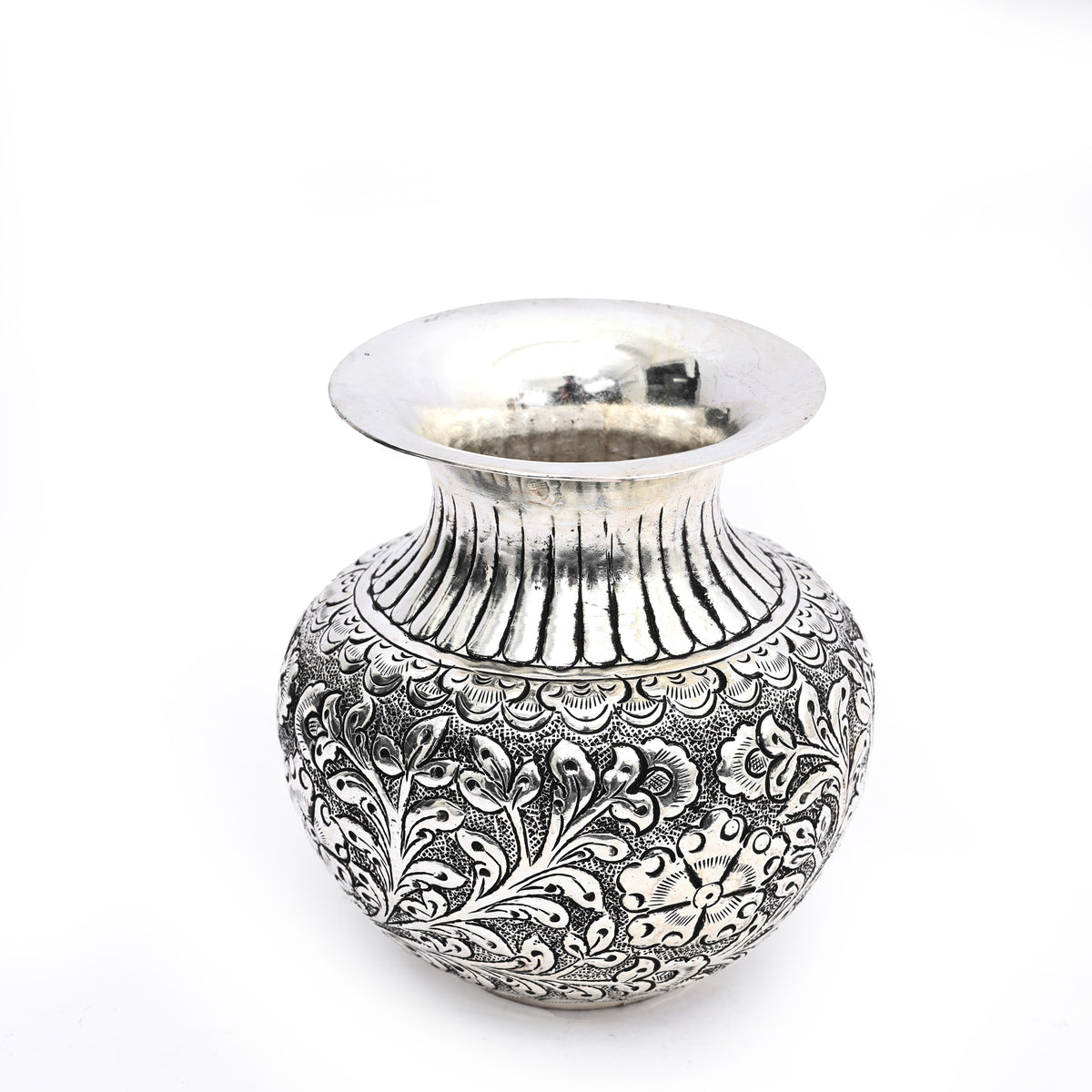 Handcrafted Fine Work German Silver Kalash – Pooja Essential Item – Natriel