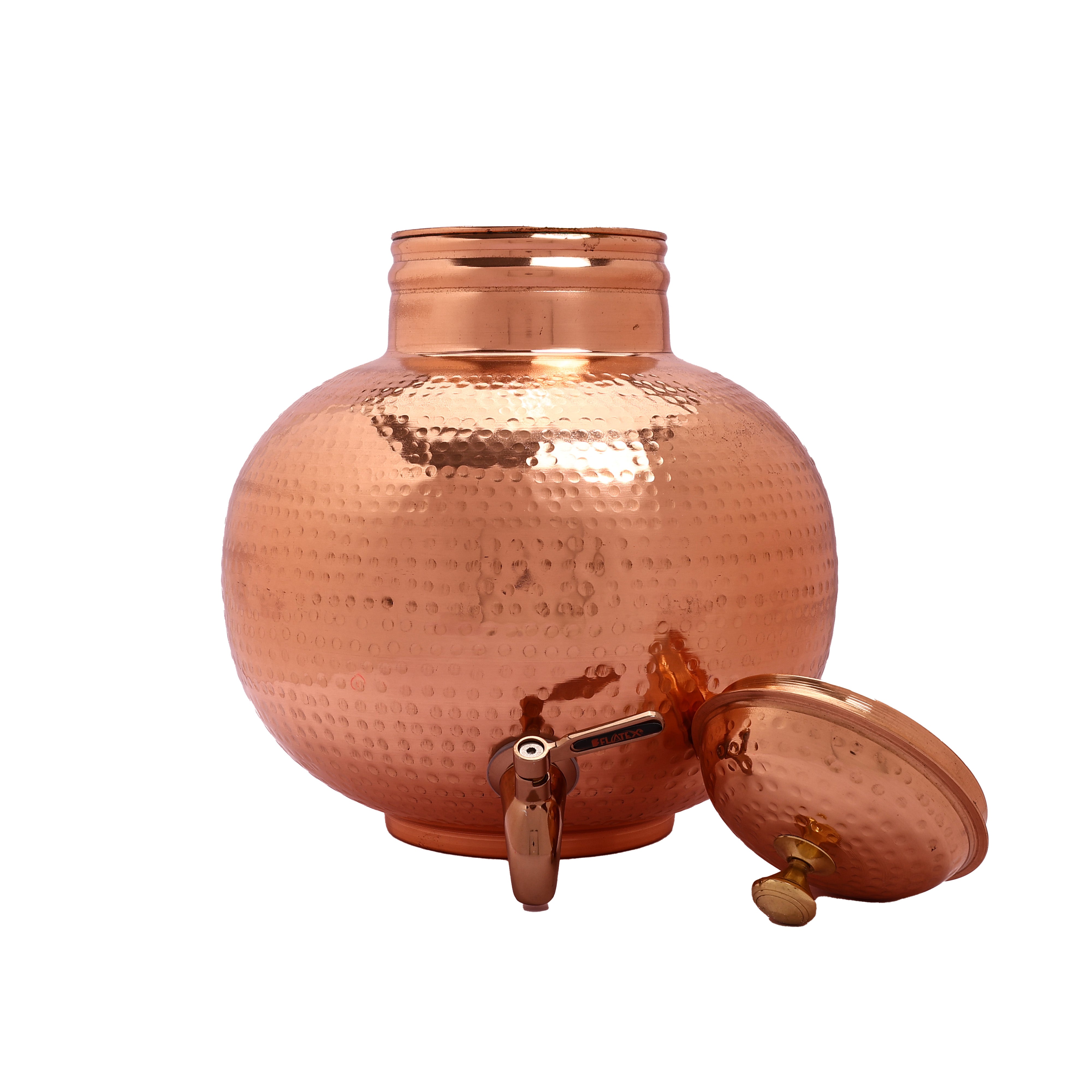 Handcrafted Hammered Copper Water Dispenser with Brass Tap