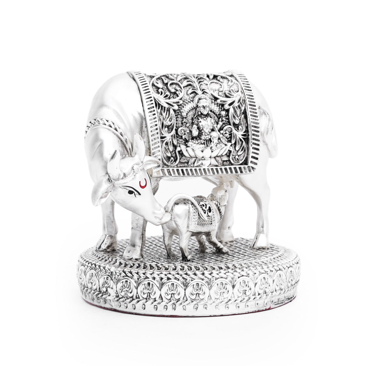 Handcrafted Kamdhenu Cow and Calf with Maha Lakshmi on Saddle 