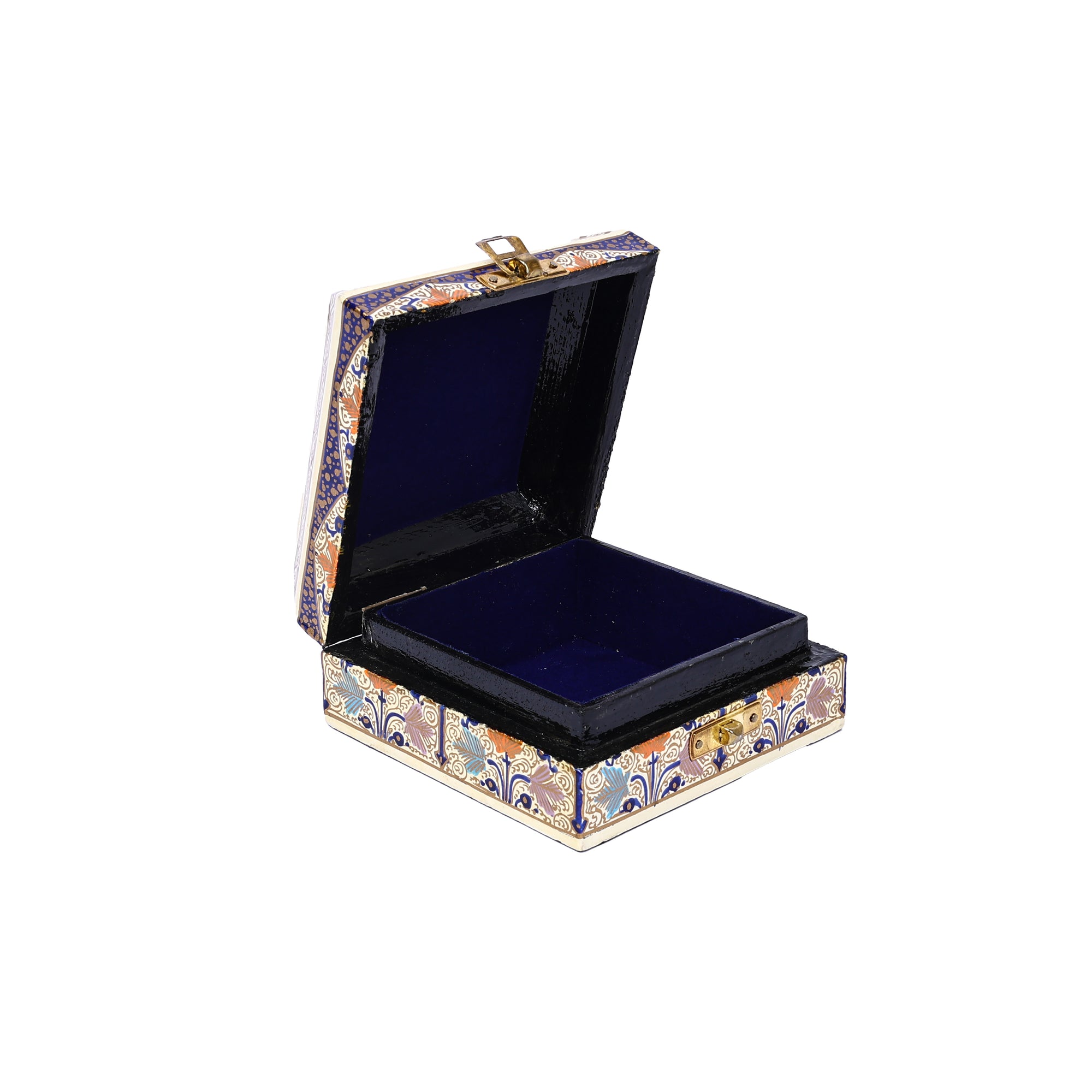 Handcrafted Kashmiri Paper Mache Multi-Storage Square Box—Multicolour ...