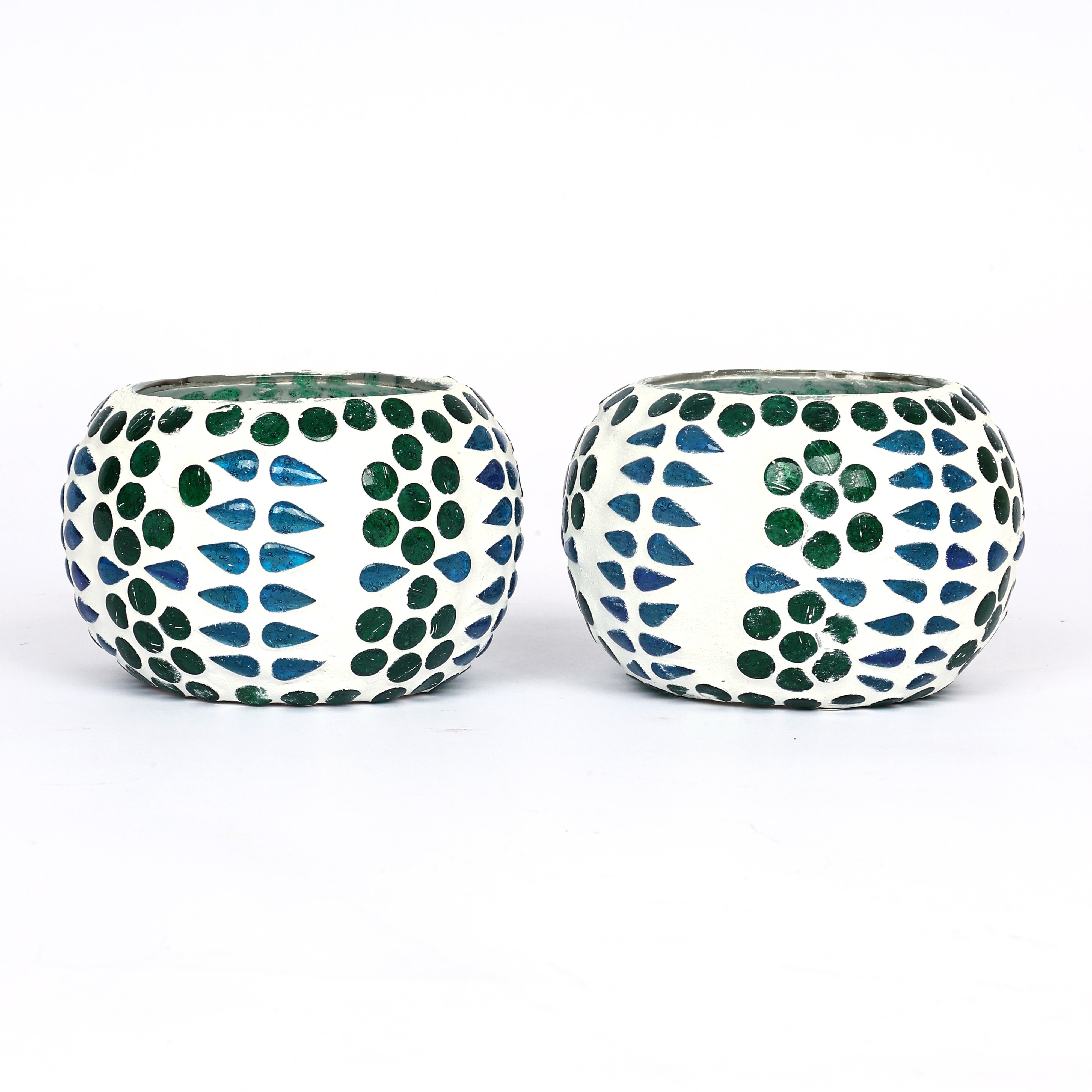 Handcrafted Mosaic T-light Holders – Set of 2