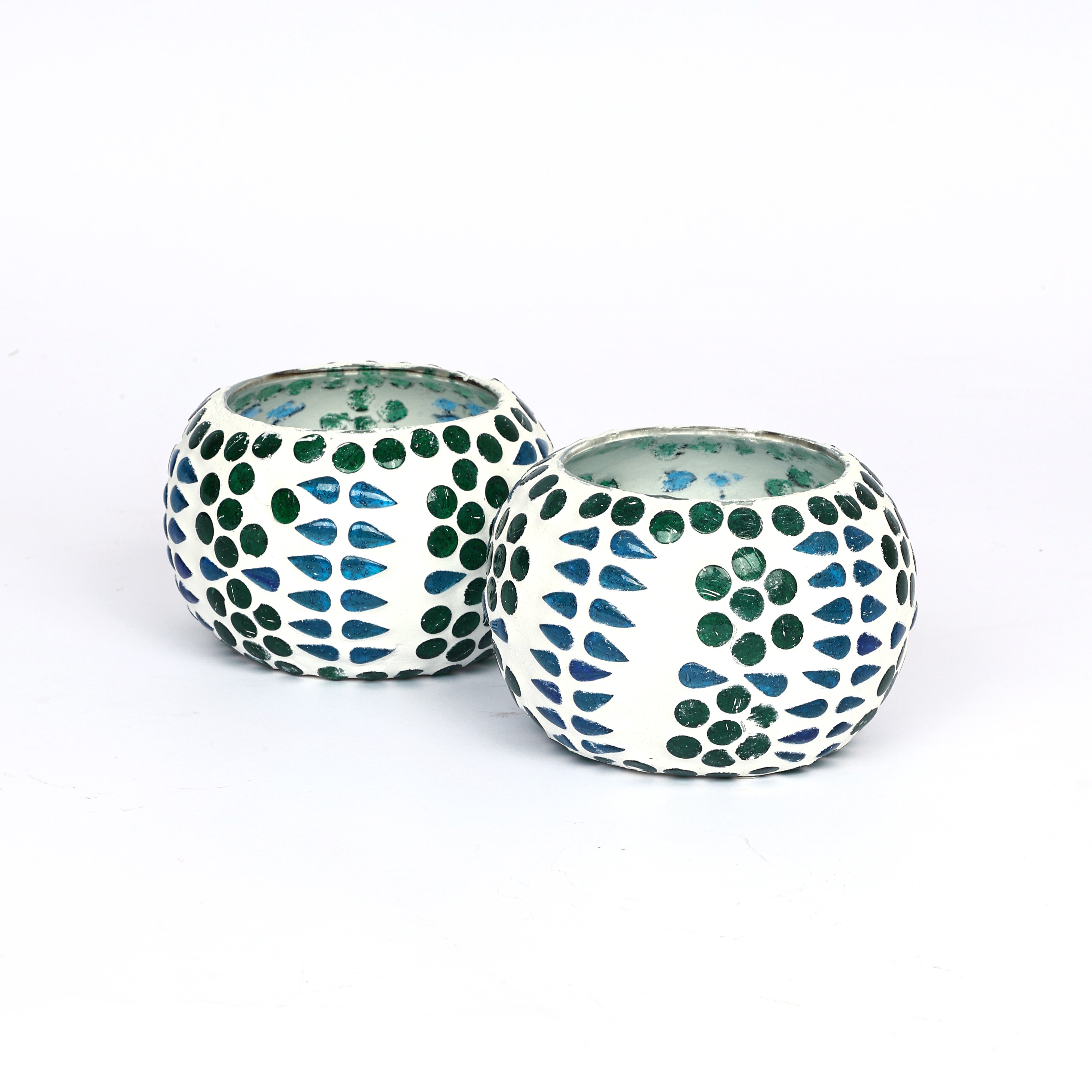 Handcrafted Mosaic T-light Holders – Set of 2