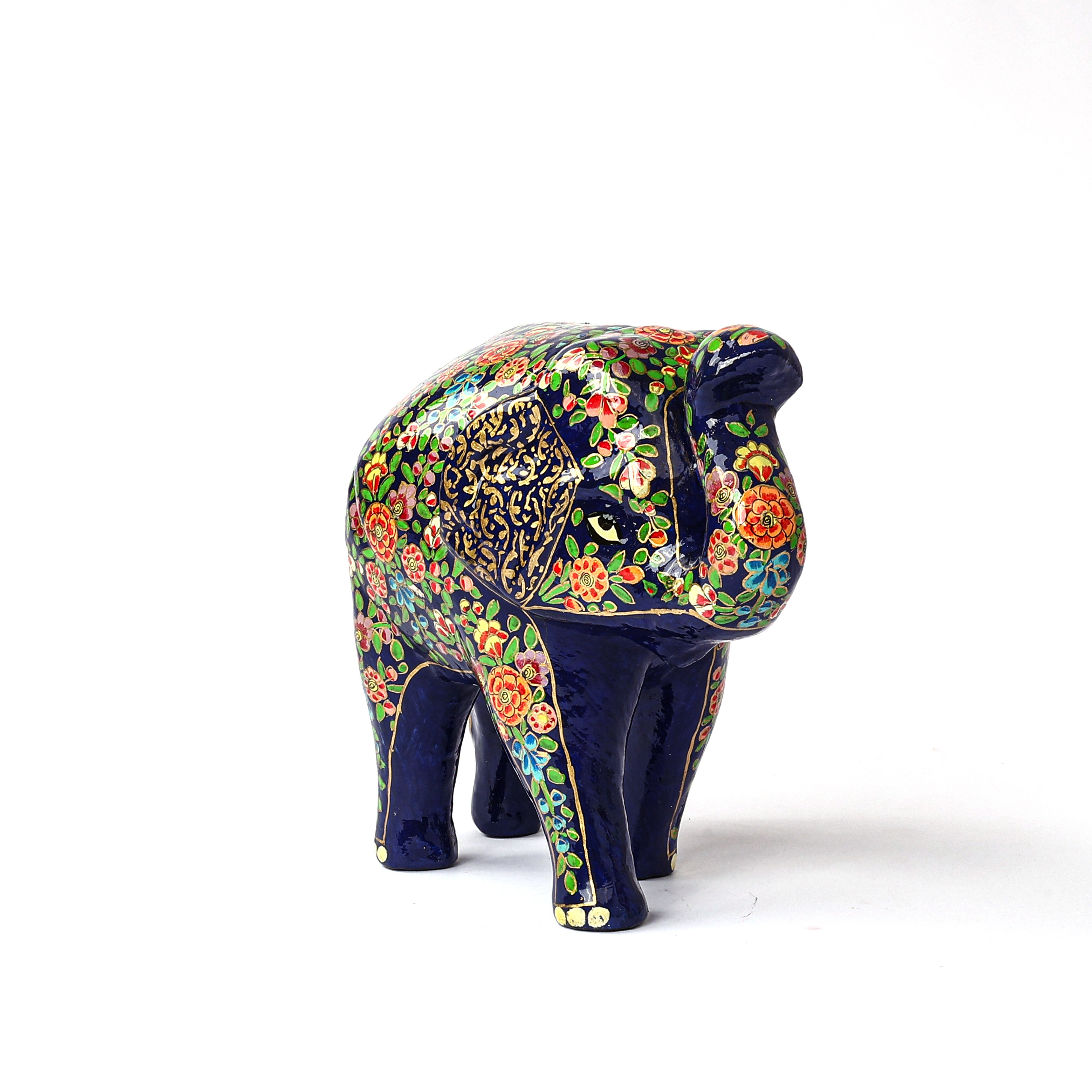 Handcrafted Papier Mache Elephant - Blue