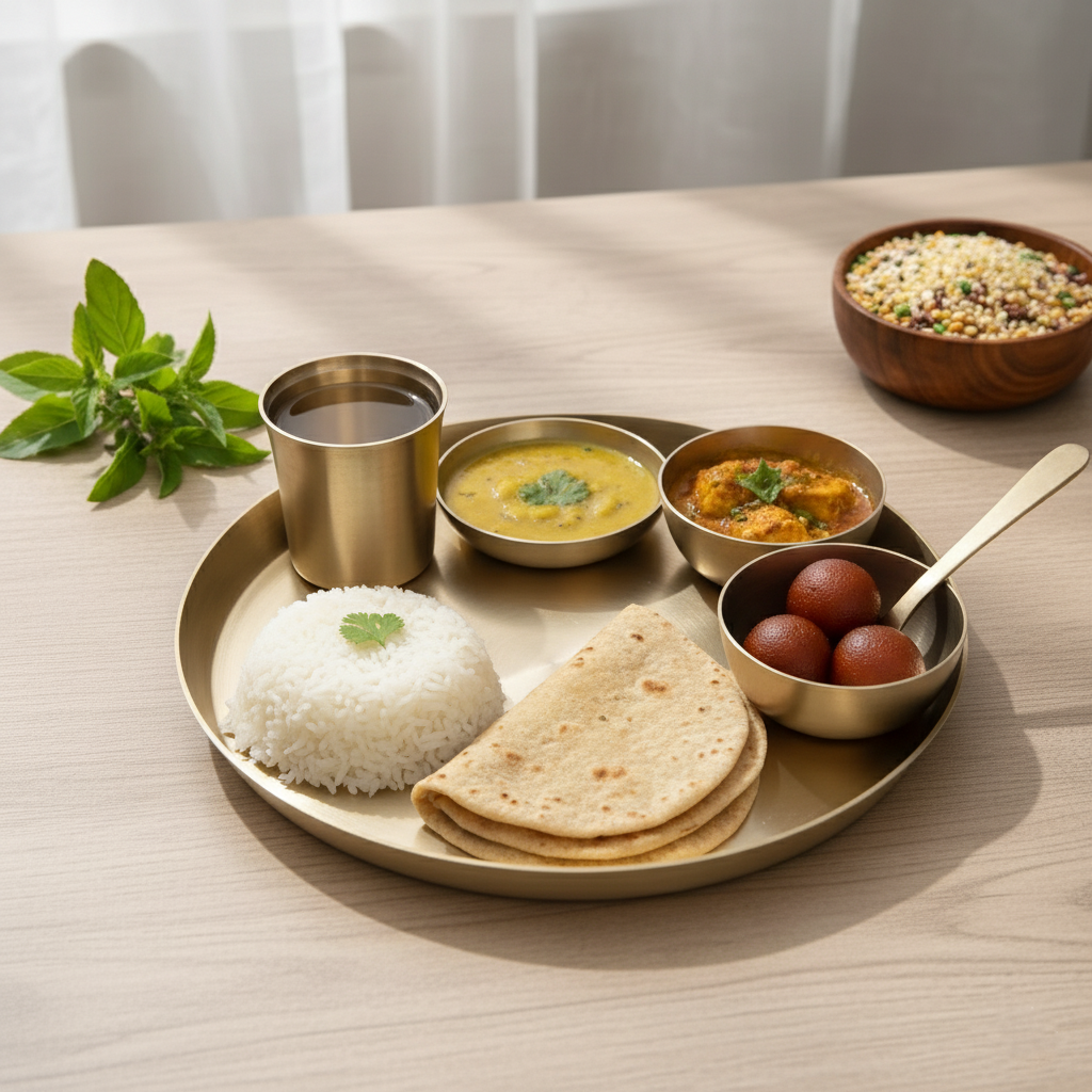 Handcrafted Pure Kansa 6-Piece Round Thali Set