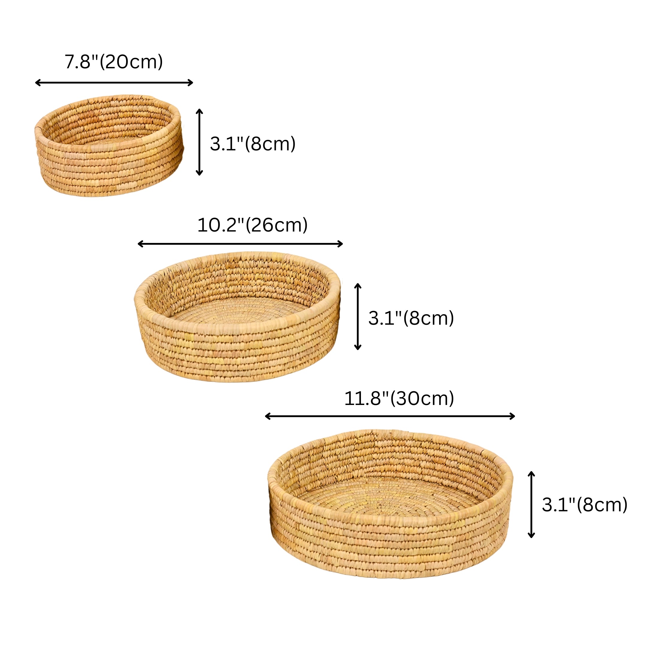 Handcrafted Sabai Grass Round Storage Baskets – Set 