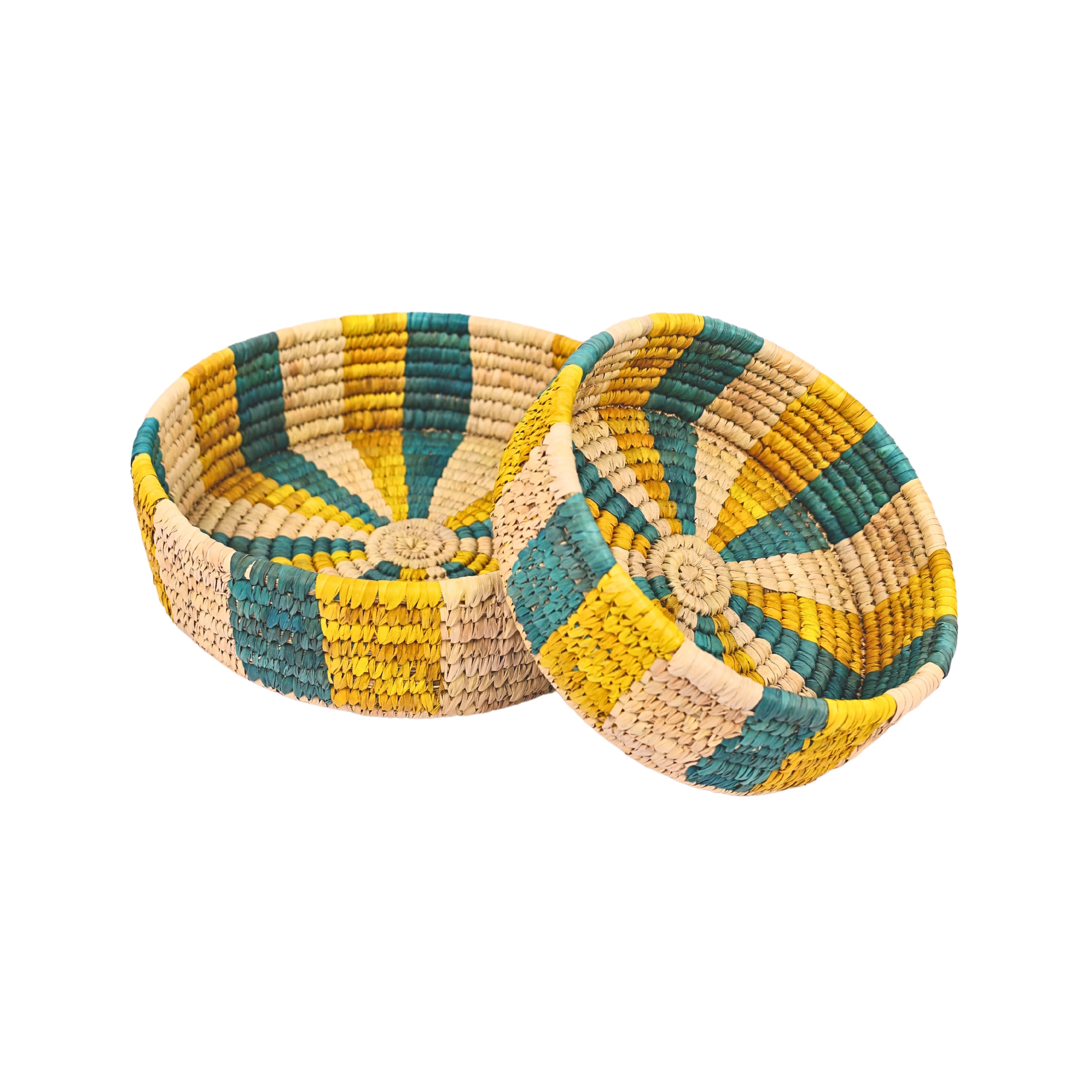 Handcrafted Sabai Grass Round Storage Baskets – Set of 2