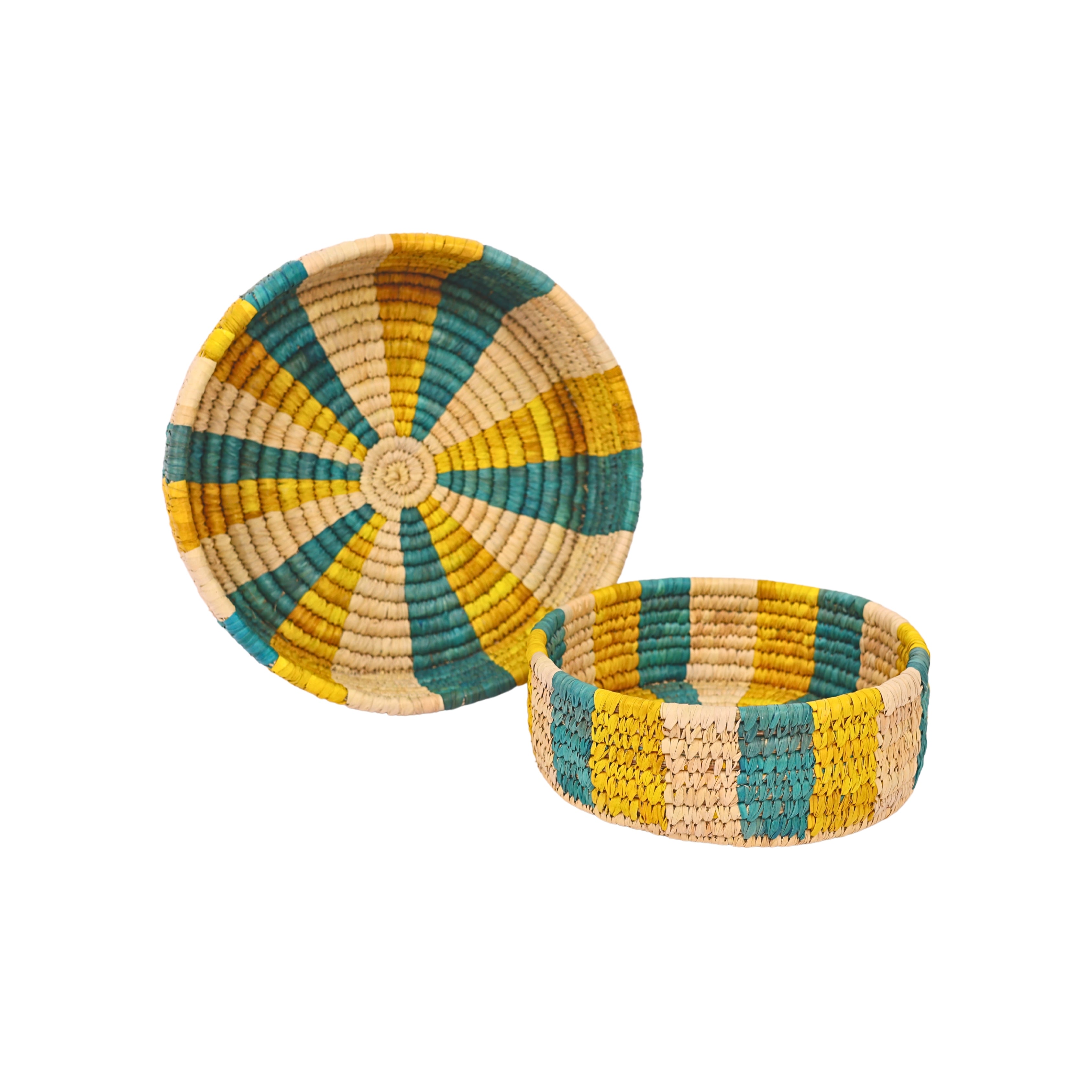 Handcrafted Sabai Grass Round Storage Baskets – Set of 2