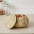 Handcrafted Sabai Grass Round Storage Box—Beige