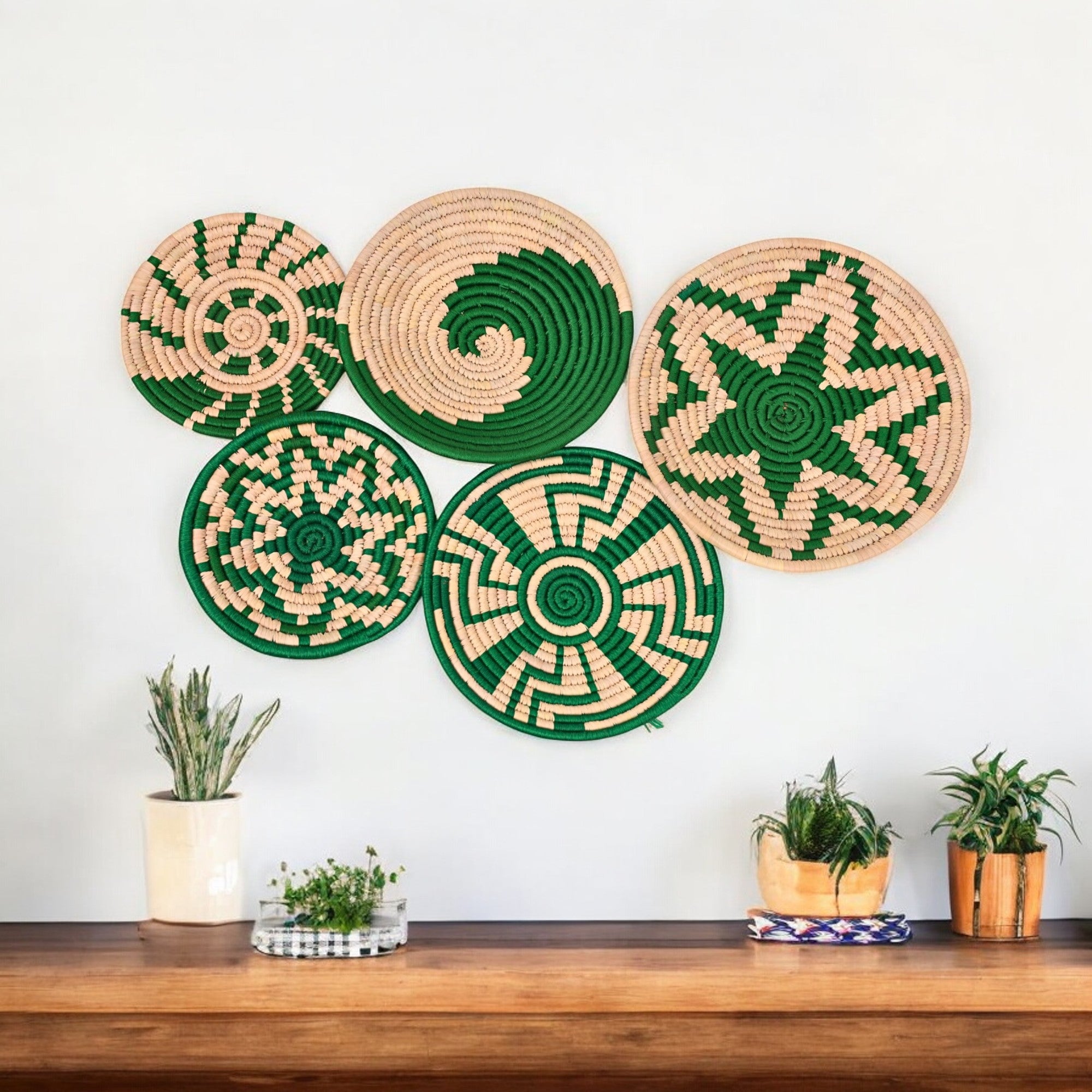 Handcrafted Sabai Grass Wall Decor Basket – Set 