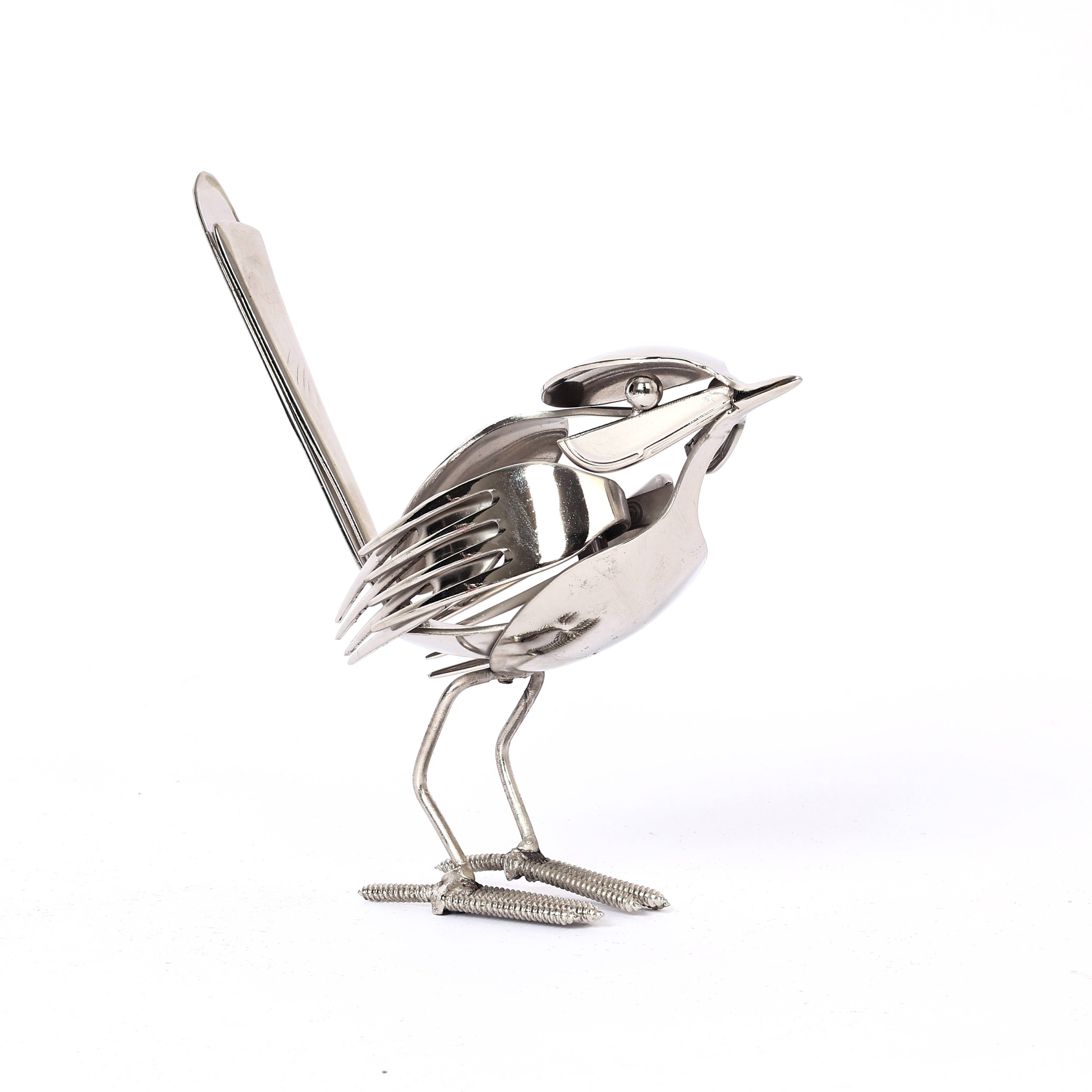 Handcrafted Stainless Steel Bird with Fork Feathers