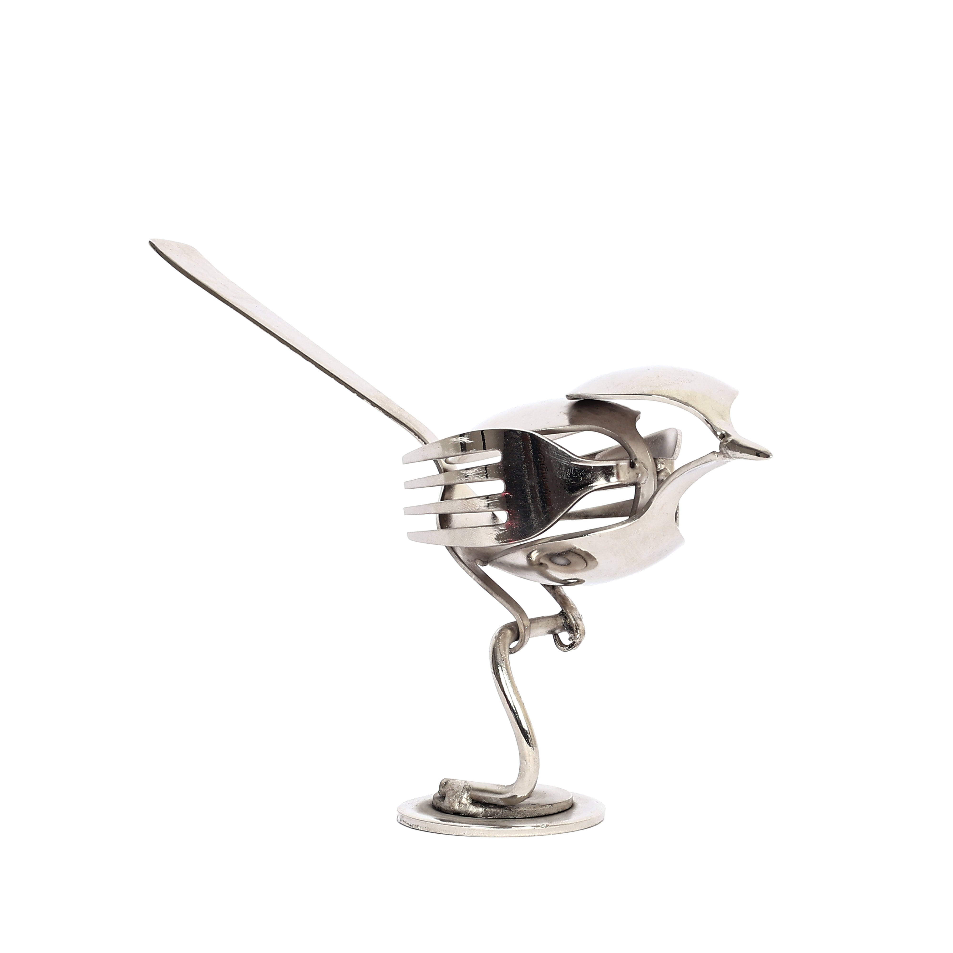 Handcrafted Stainless Steel Bird with Fork Wing & Spoon Body for Home Décor