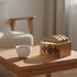 Handcrafted Wooden Coaster Set with Floral Carved Holder