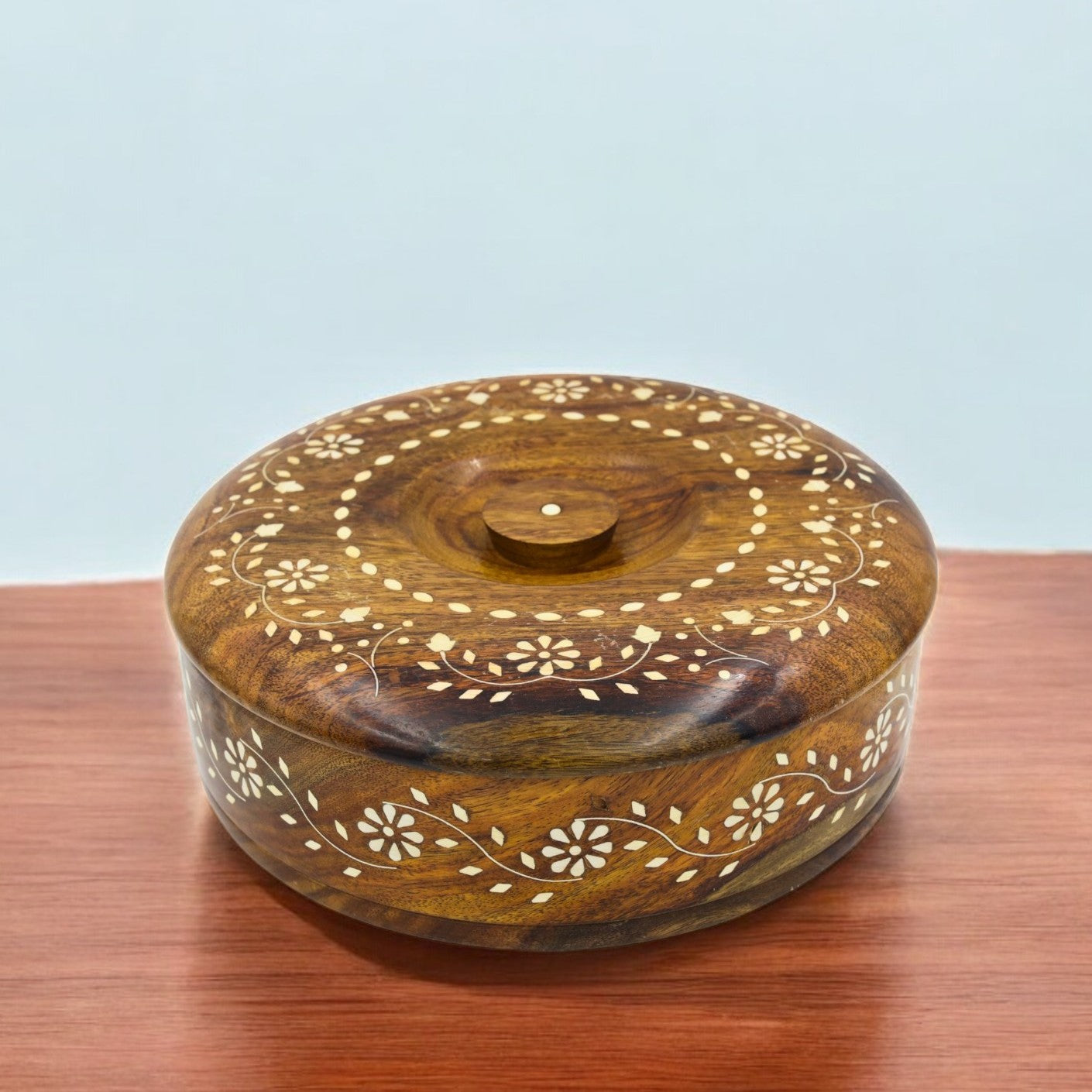 Handcrafted  Wooden Inlay Chapati Box | Multi Purpose Wooden Box