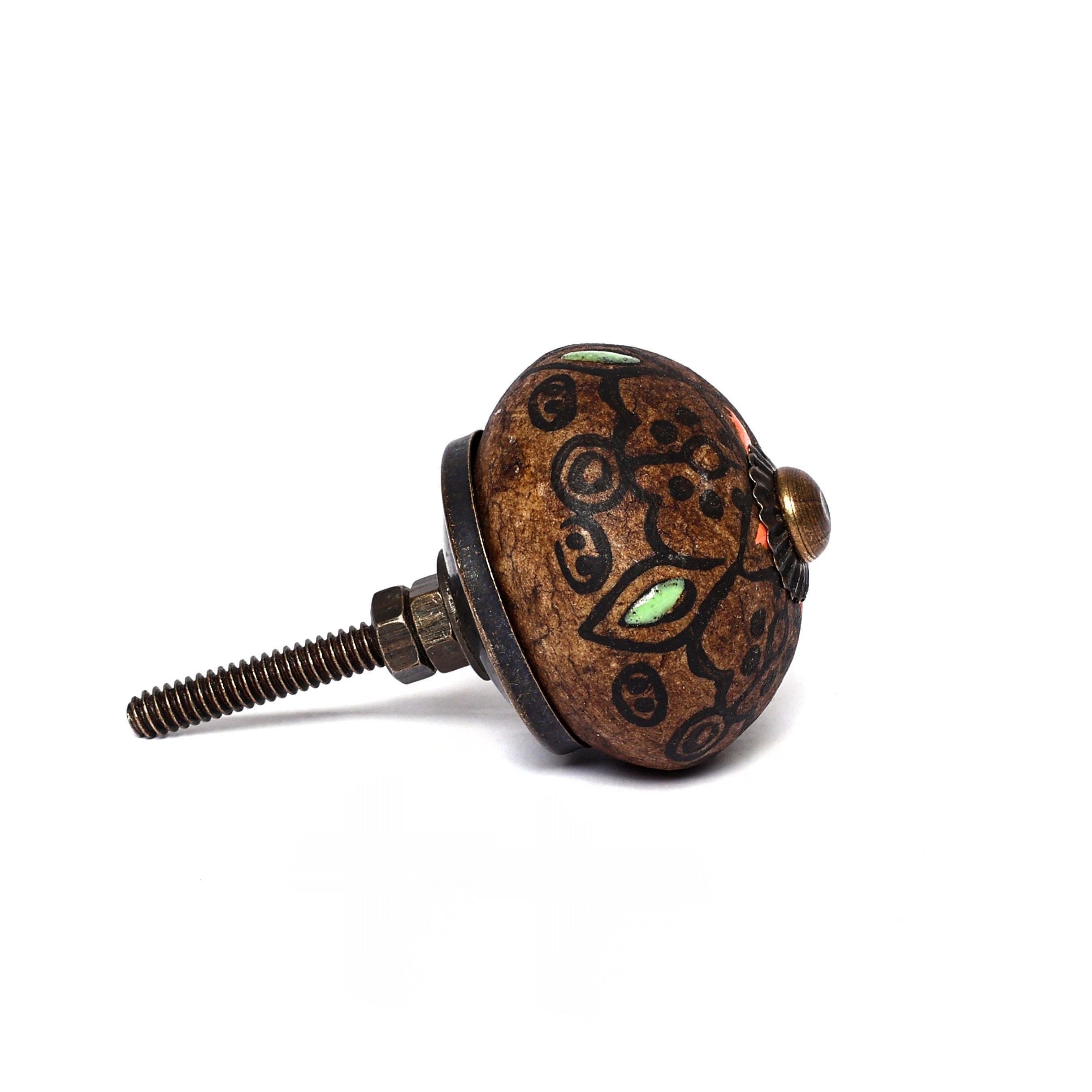 Handcrafted and Hand painted Ceramic Knobs—Round Shaped—Set of 12—Abstract Design