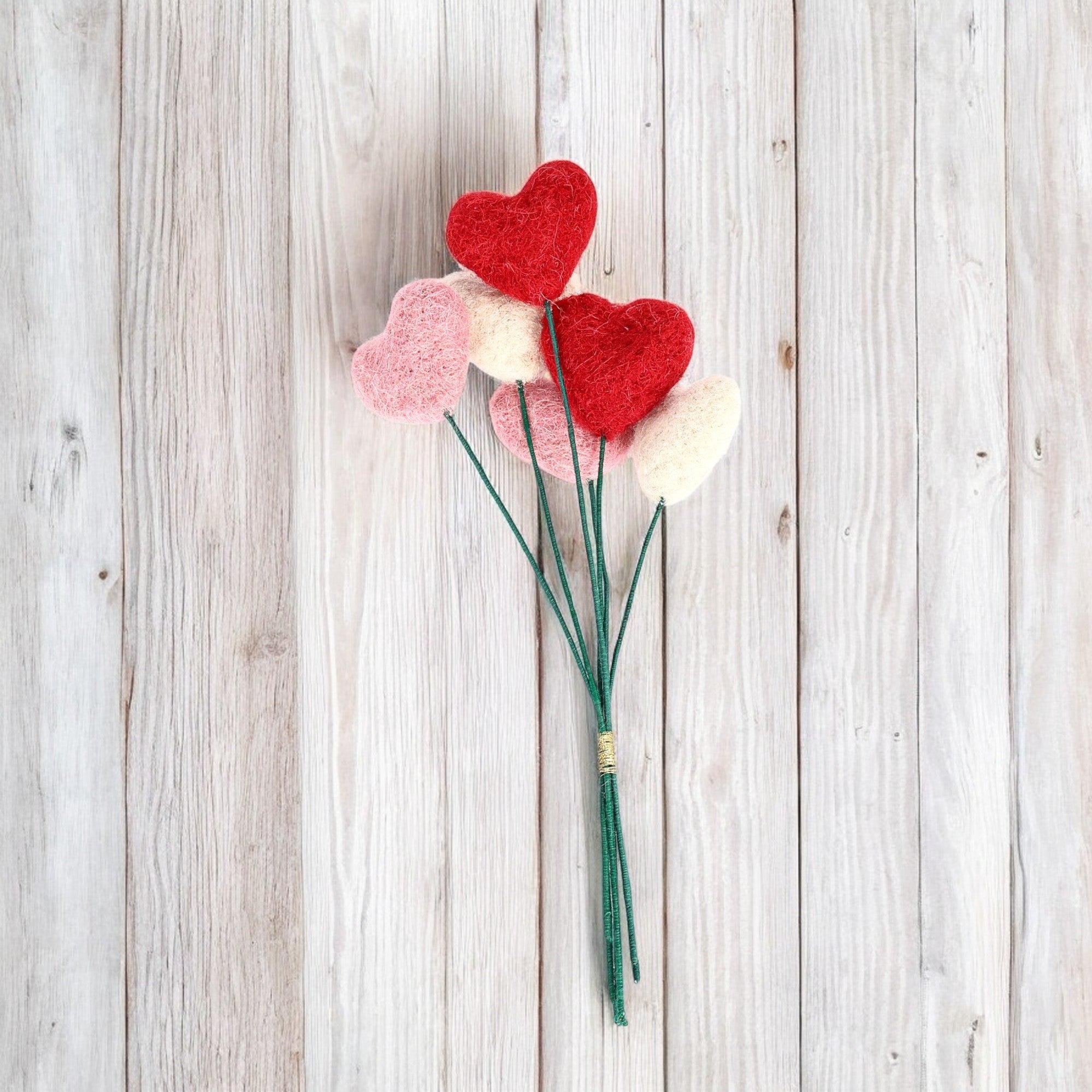 Handmade Needled Felt Heart Bunch for Gifting
