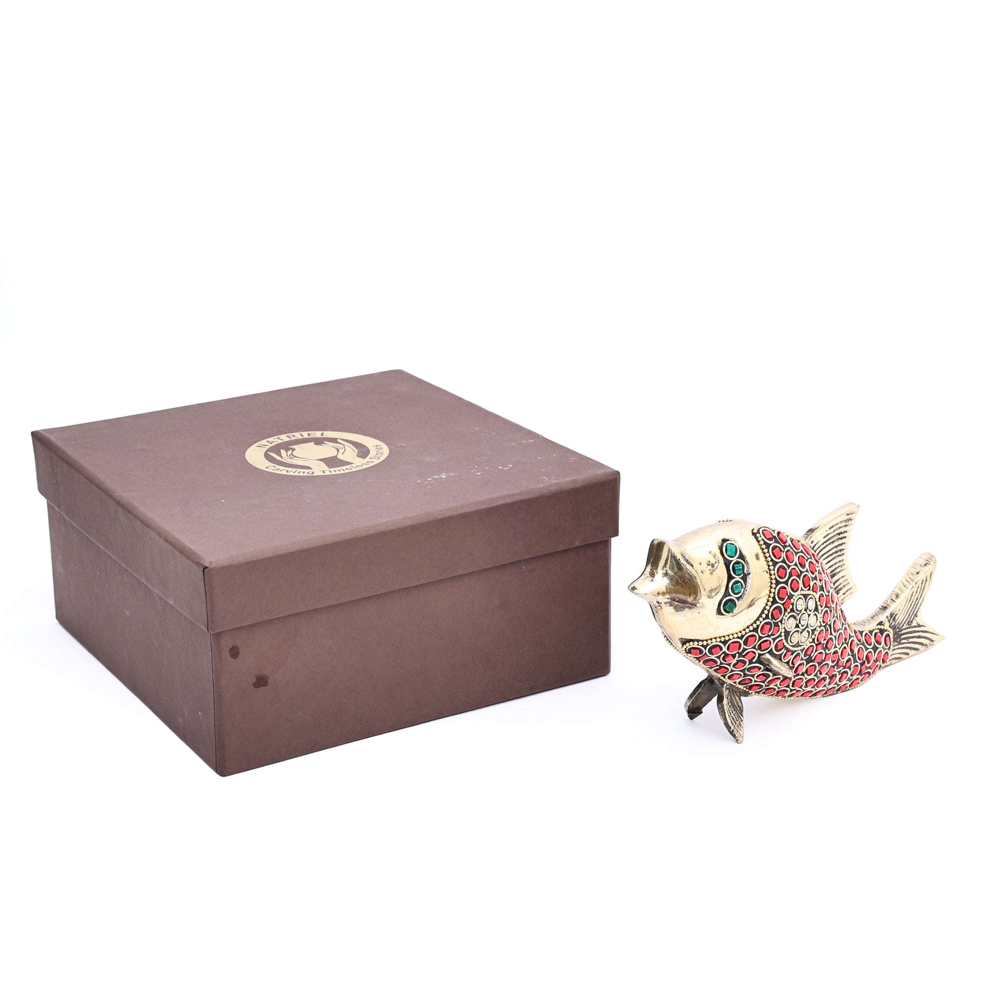 decorative metal fish box made in india Brass Fish Showpiece for Prosperity – Vastu Decor Item – Natriel