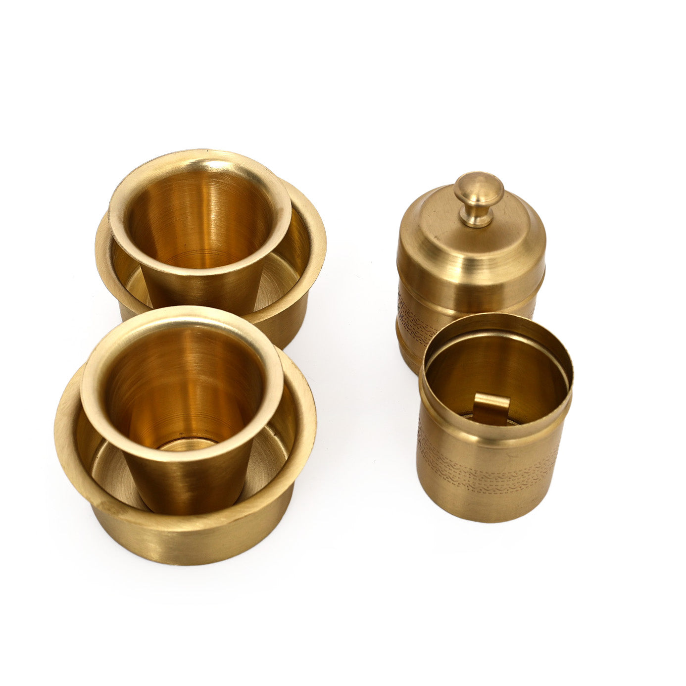 Brass Tumbler- Dabara set with coffee filter (2 Dabara set and 1 coffee filter)