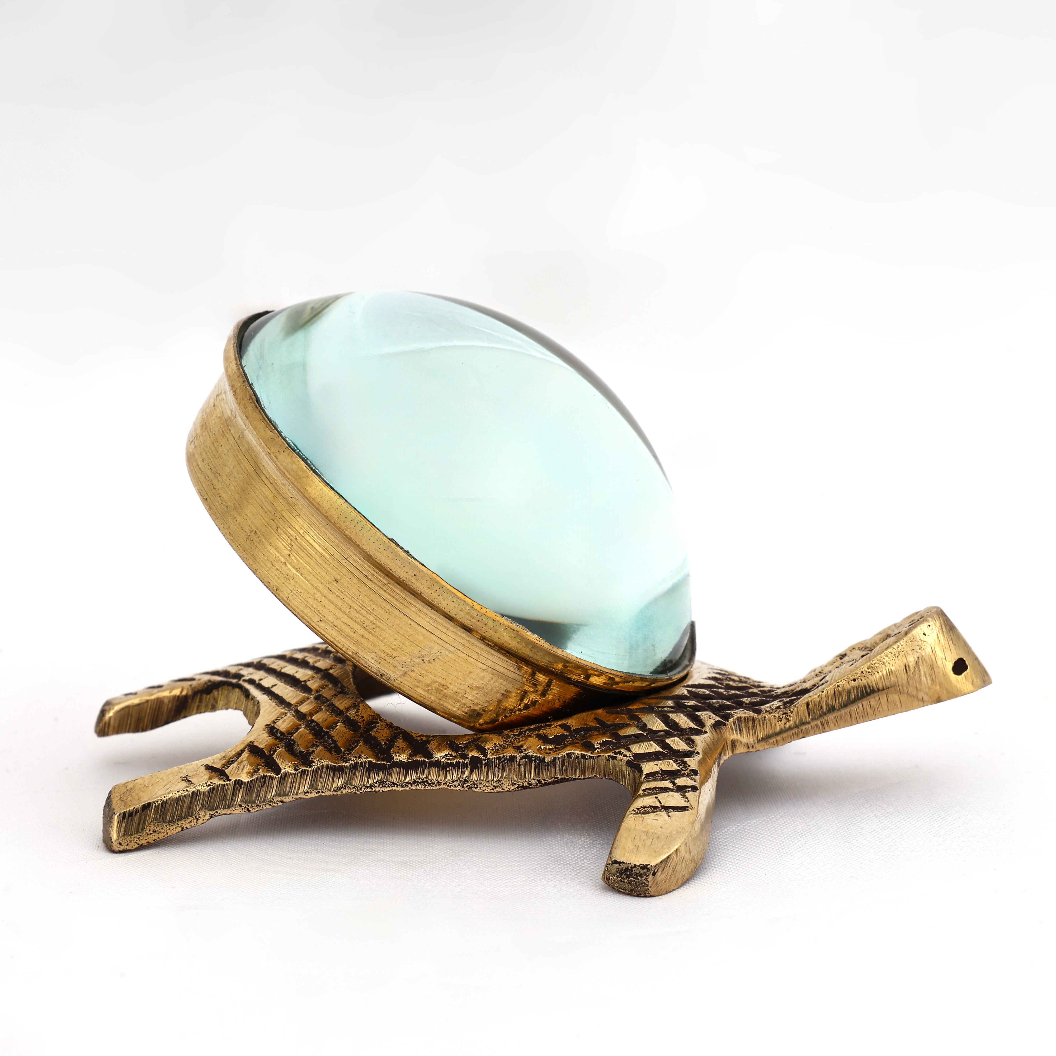 Brass Tortoise Shree Yantra (Small) with Tilted glass Lens