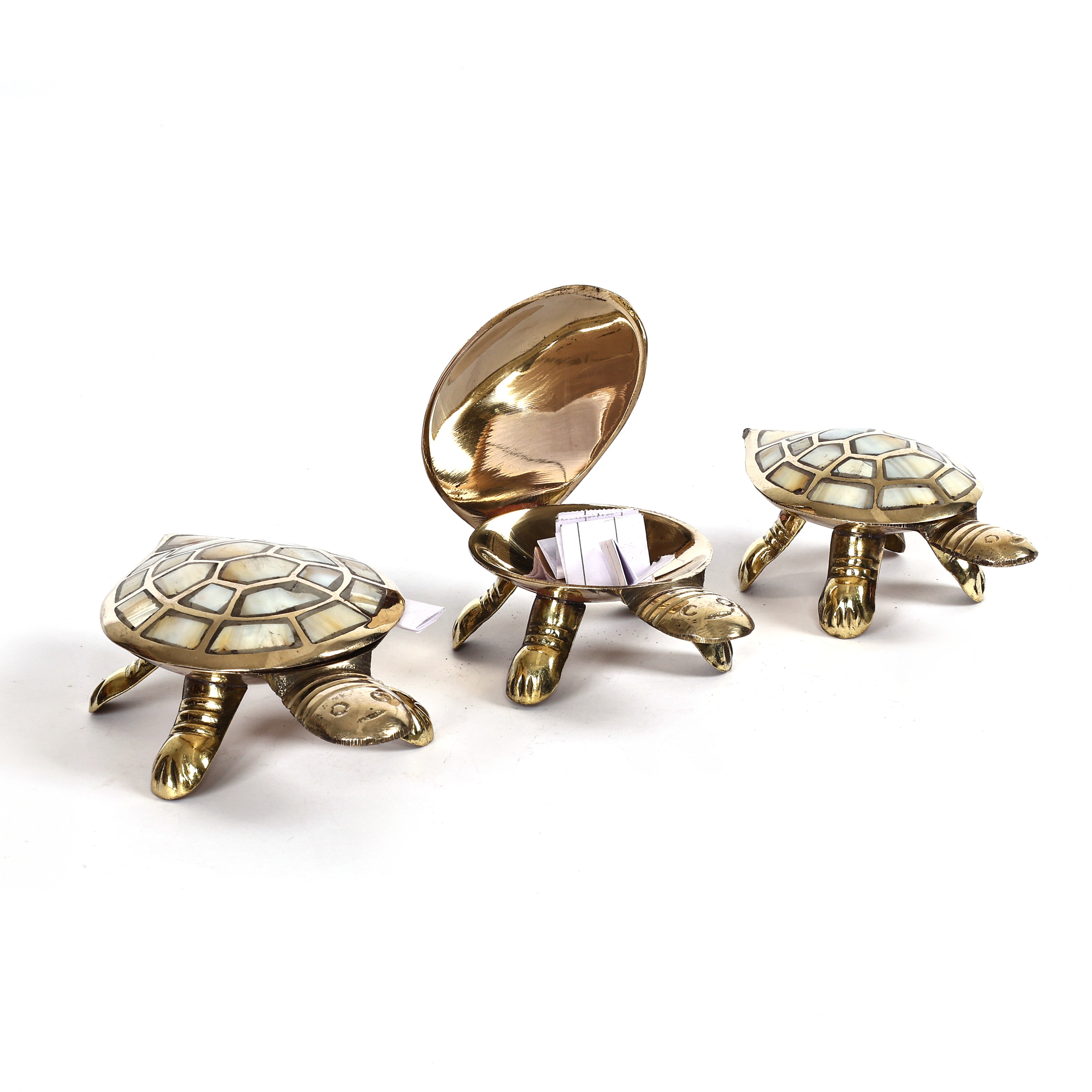 Feng Shui Brass  Wish Tortoise Set of 3 with Secret Wish Compartment