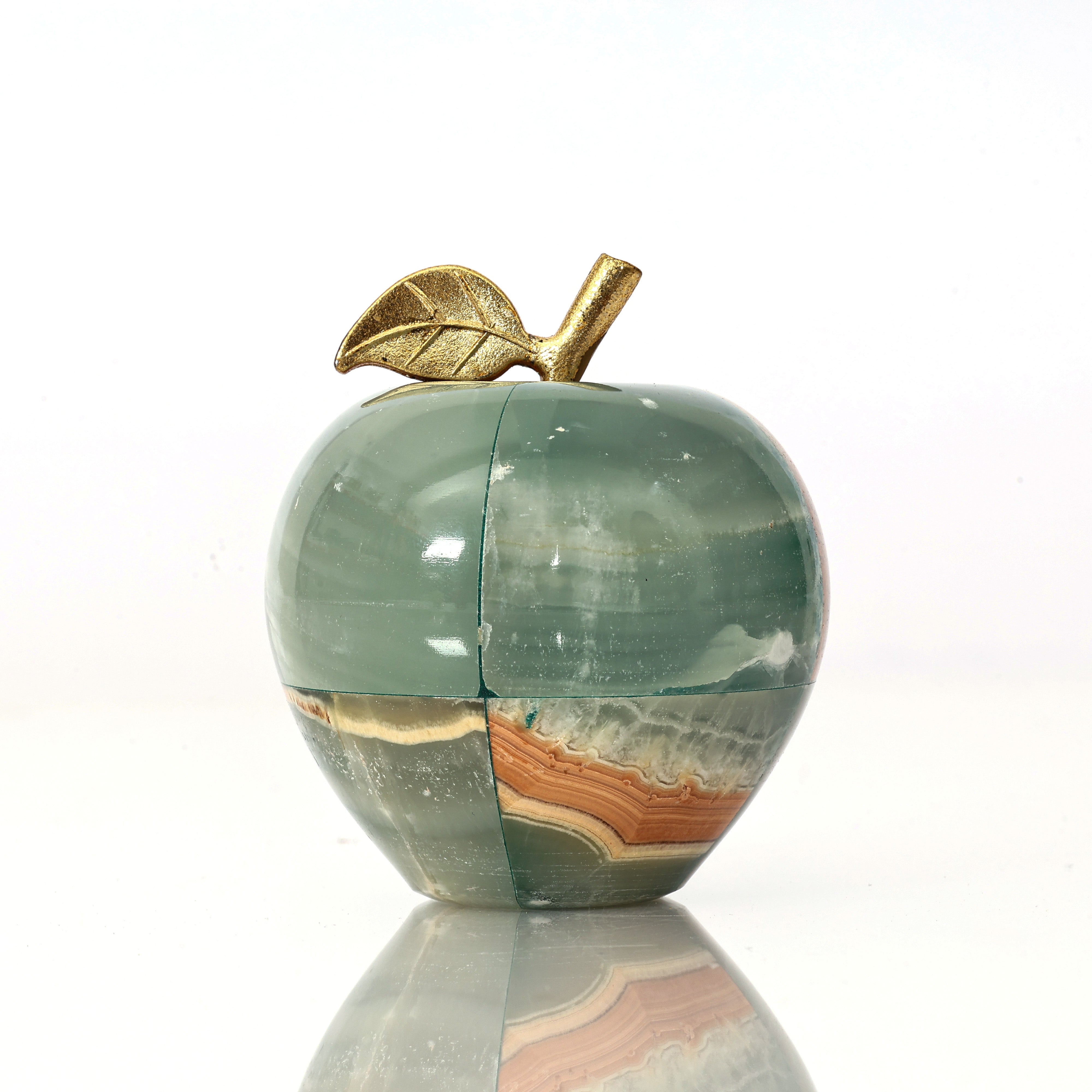 Handcrafted  Onyx  Apple Sculpture - Green - Unique Indian Sculpture for Home Decor & Gifting