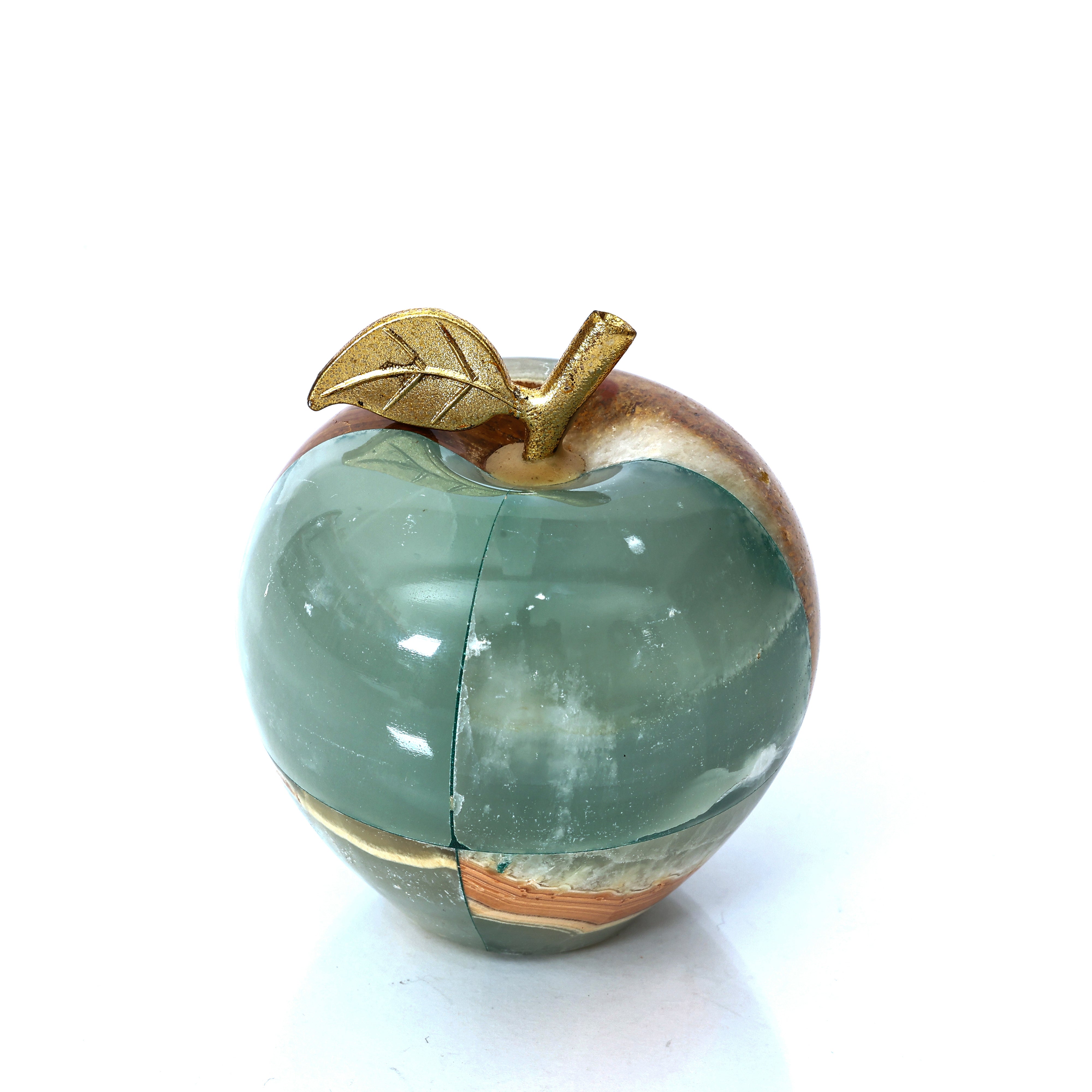 Handcrafted  Onyx  Apple Sculpture - Green - Unique Indian Sculpture for Home Decor & Gifting