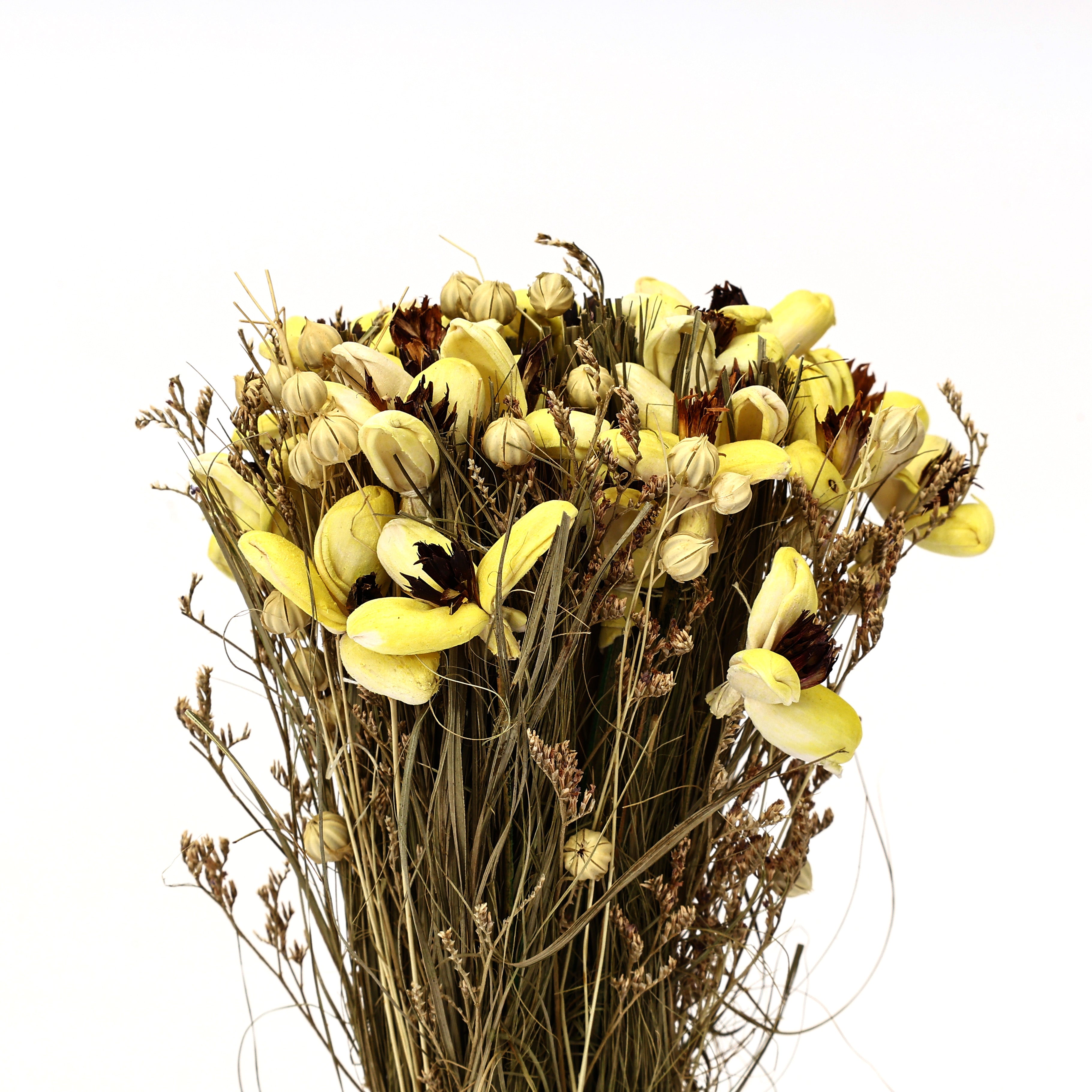Handcrafted Sholapith Dried Flower Bouquet in Glass Jar – Arrangement for Rustic Home & Office Decor
