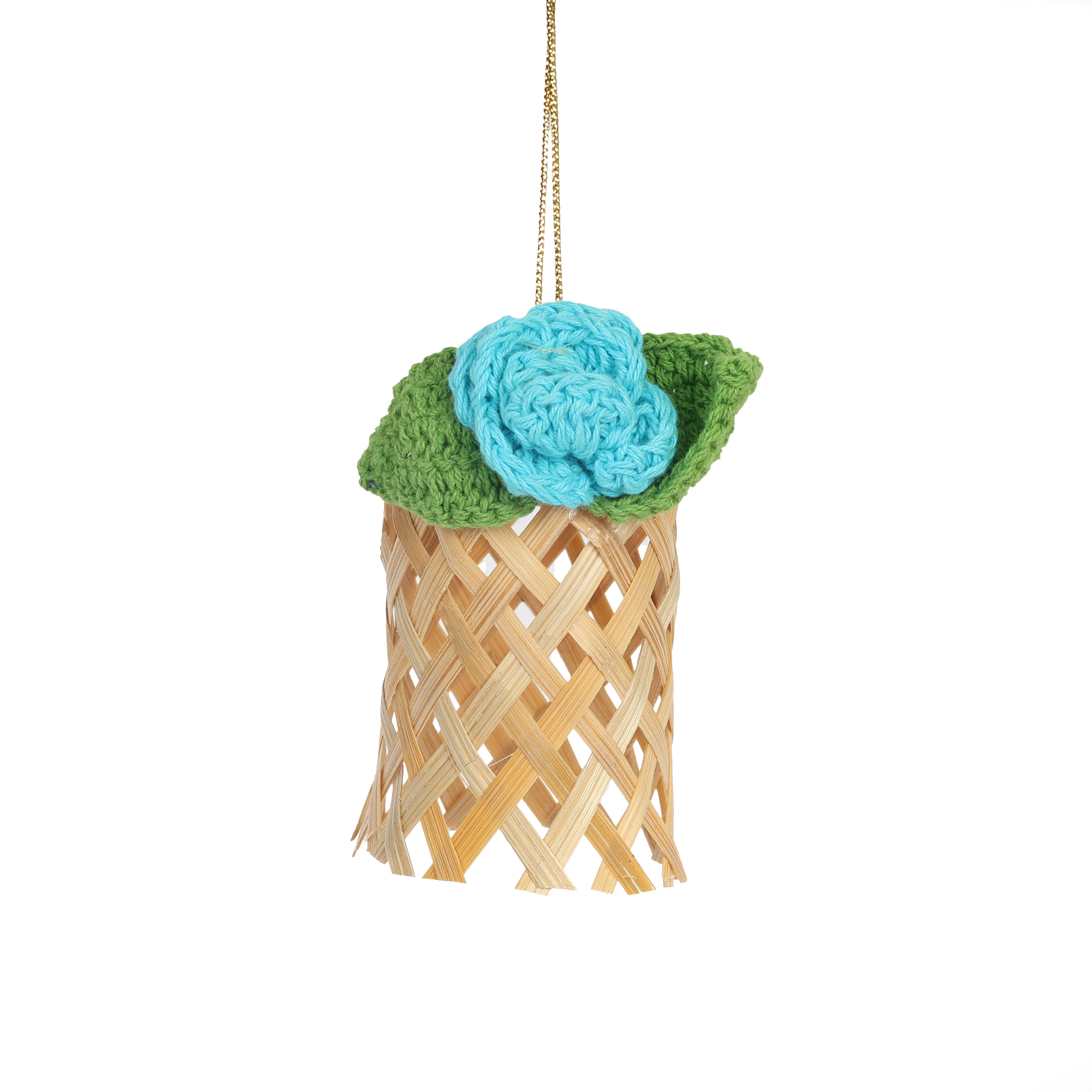 Beige Floral Shaped Premium Handmade Bamboo Hanging - Festive Decor Item