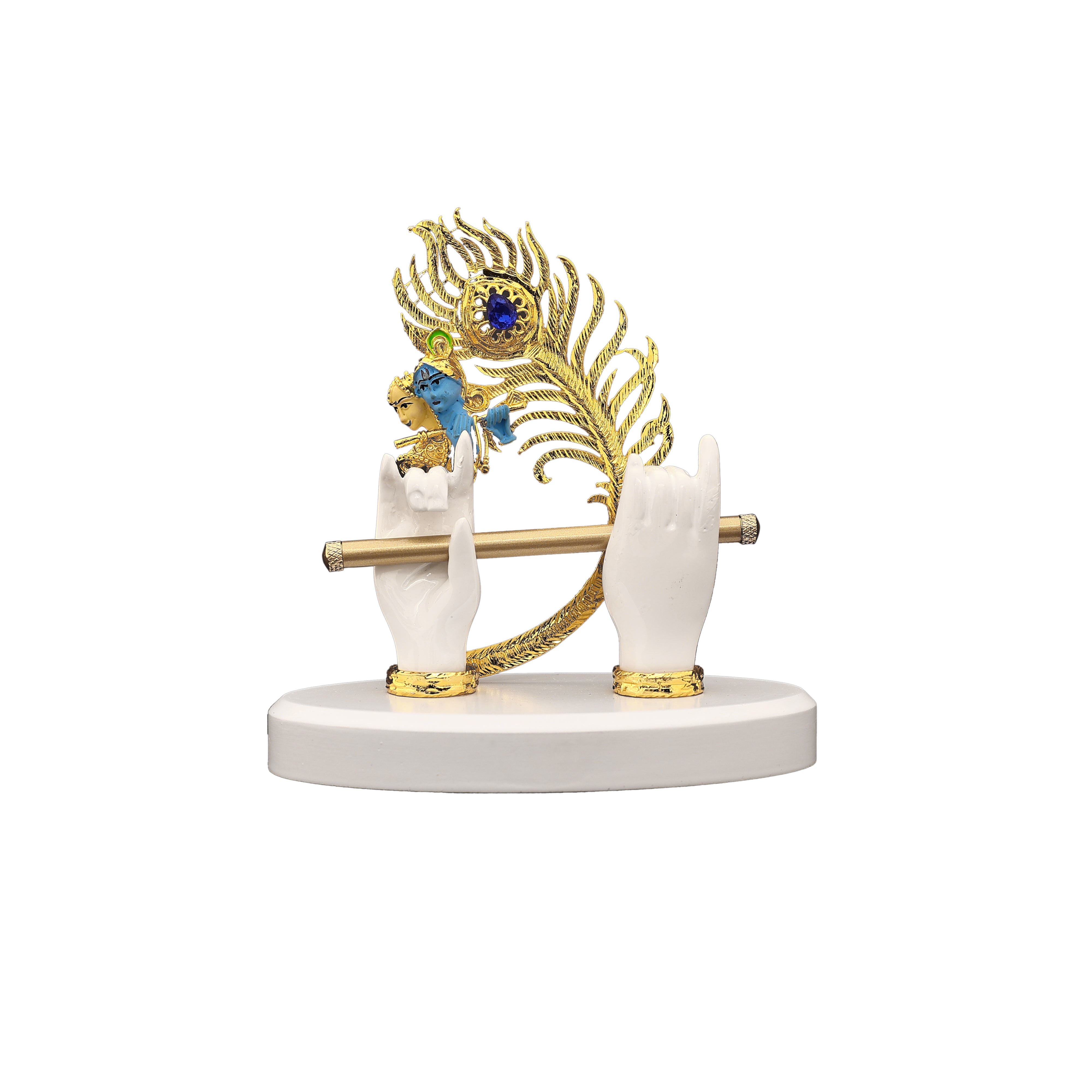Polyresin Krishna Flute Hands Idol – Exquisite Spiritual Showpiece for Home & Office