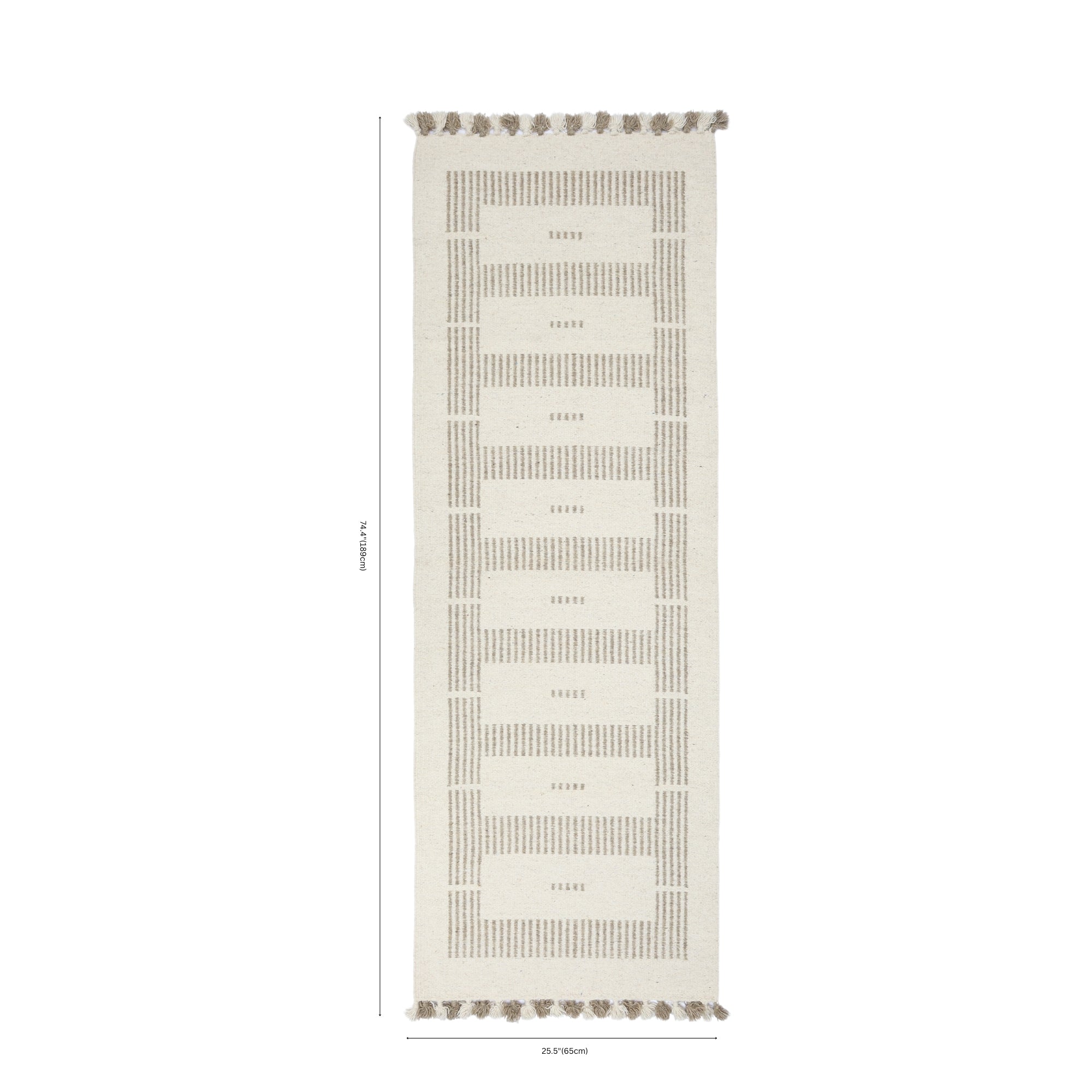 Ivory and Cream Handwoven Jawaja Durrie - Abstract Pattern