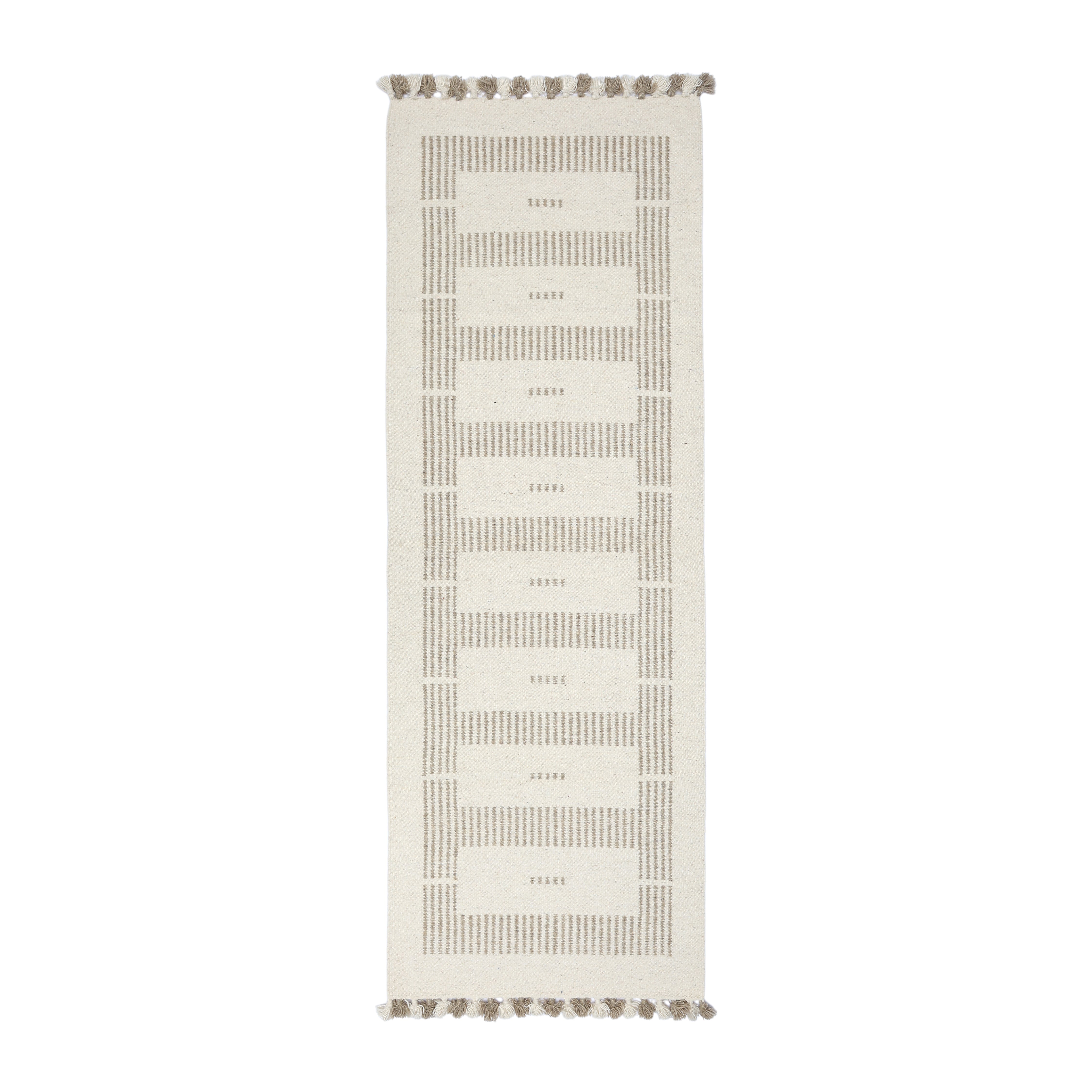 Ivory and Cream Handwoven Jawaja Durrie - Abstract Pattern