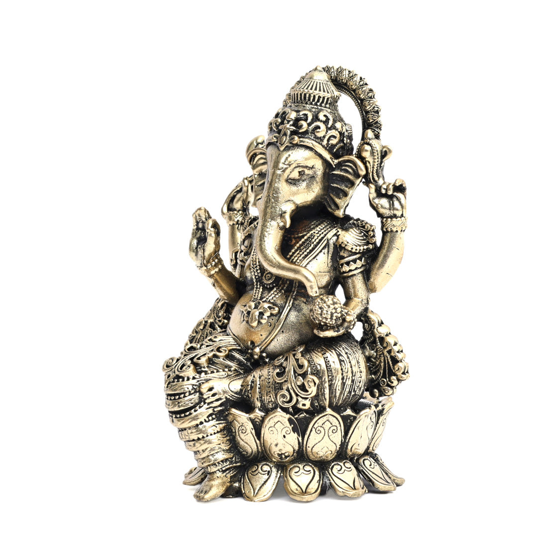 Large-sized Brass Ganesha idol on Lotus Pedestal 