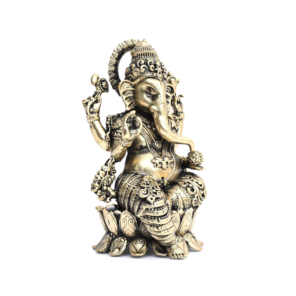 Large-sized Brass Ganesha idol on Lotus Pedestal 