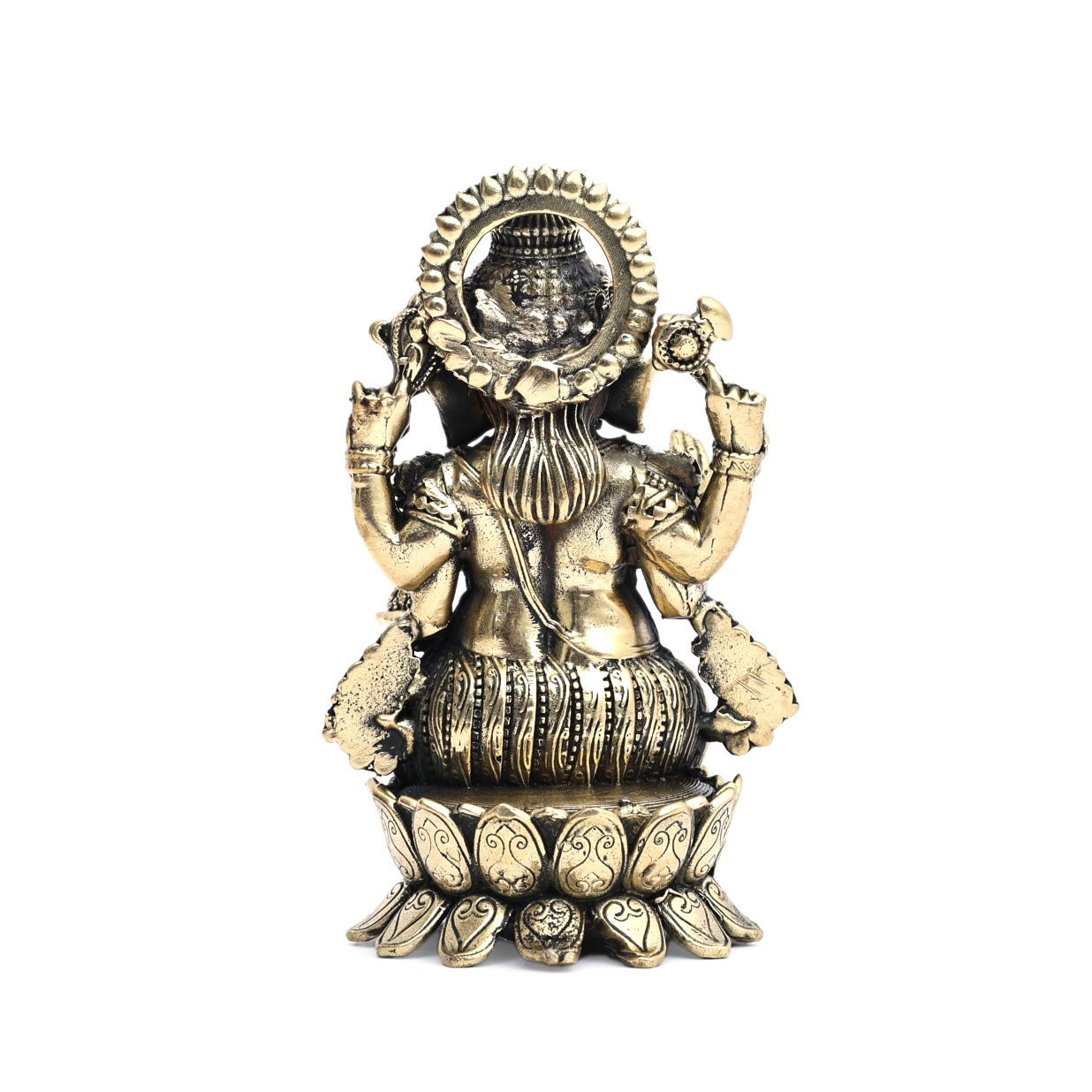 Large-sized Brass Ganesha idol on Lotus Pedestal 