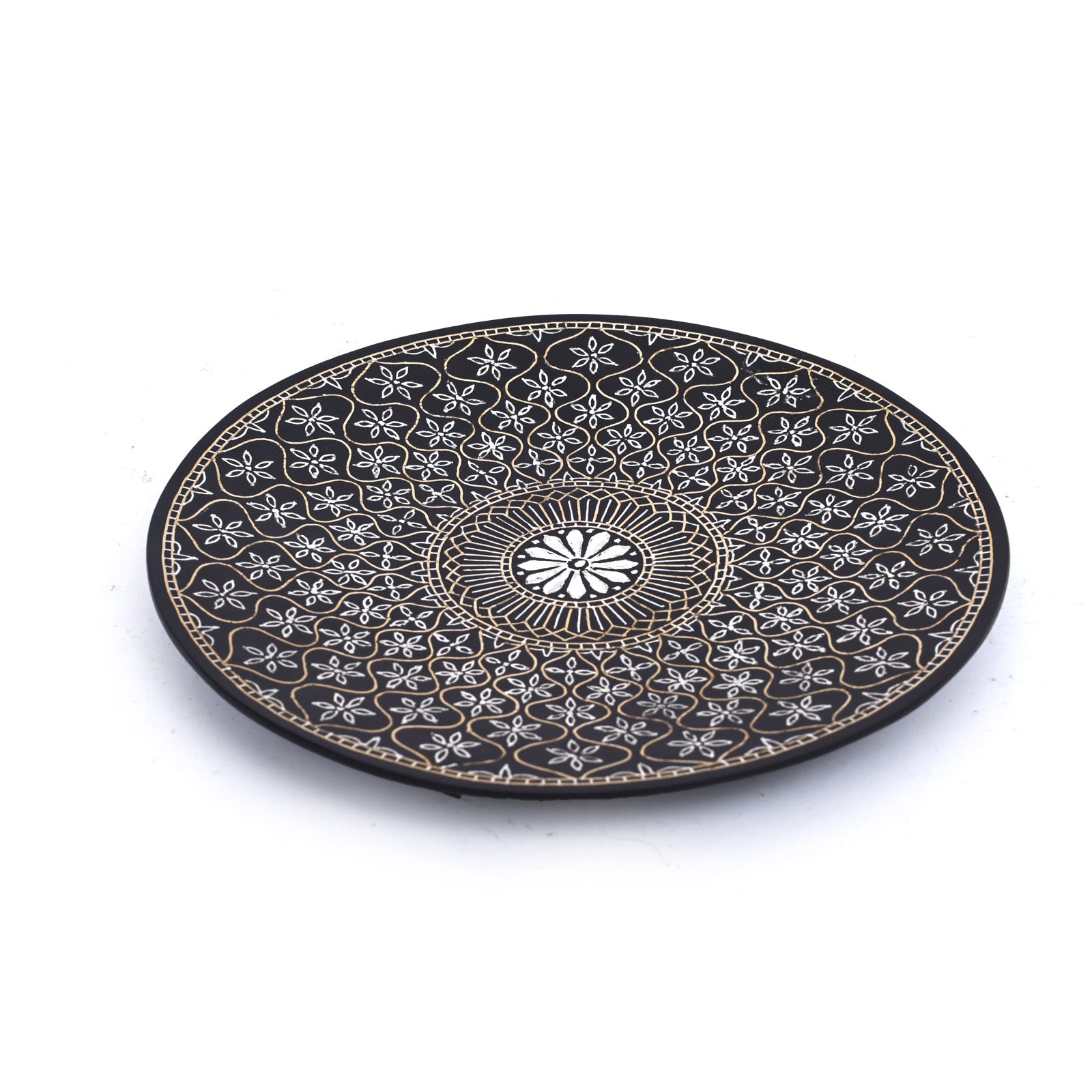 Large Bidri Art Decorative Plate - Silver & Gold inlay work – Natriel