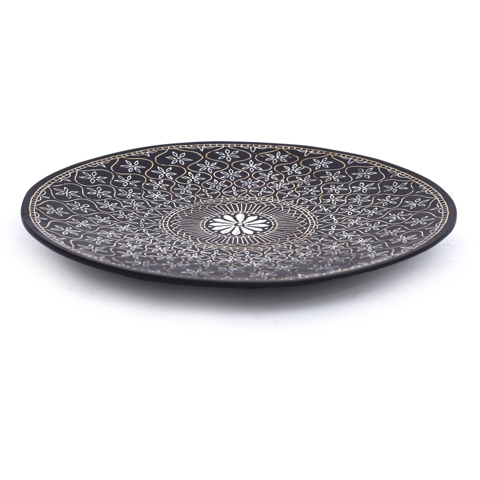 Large Bidri Art Decorative Plate - Silver & Gold inlay work – Natriel