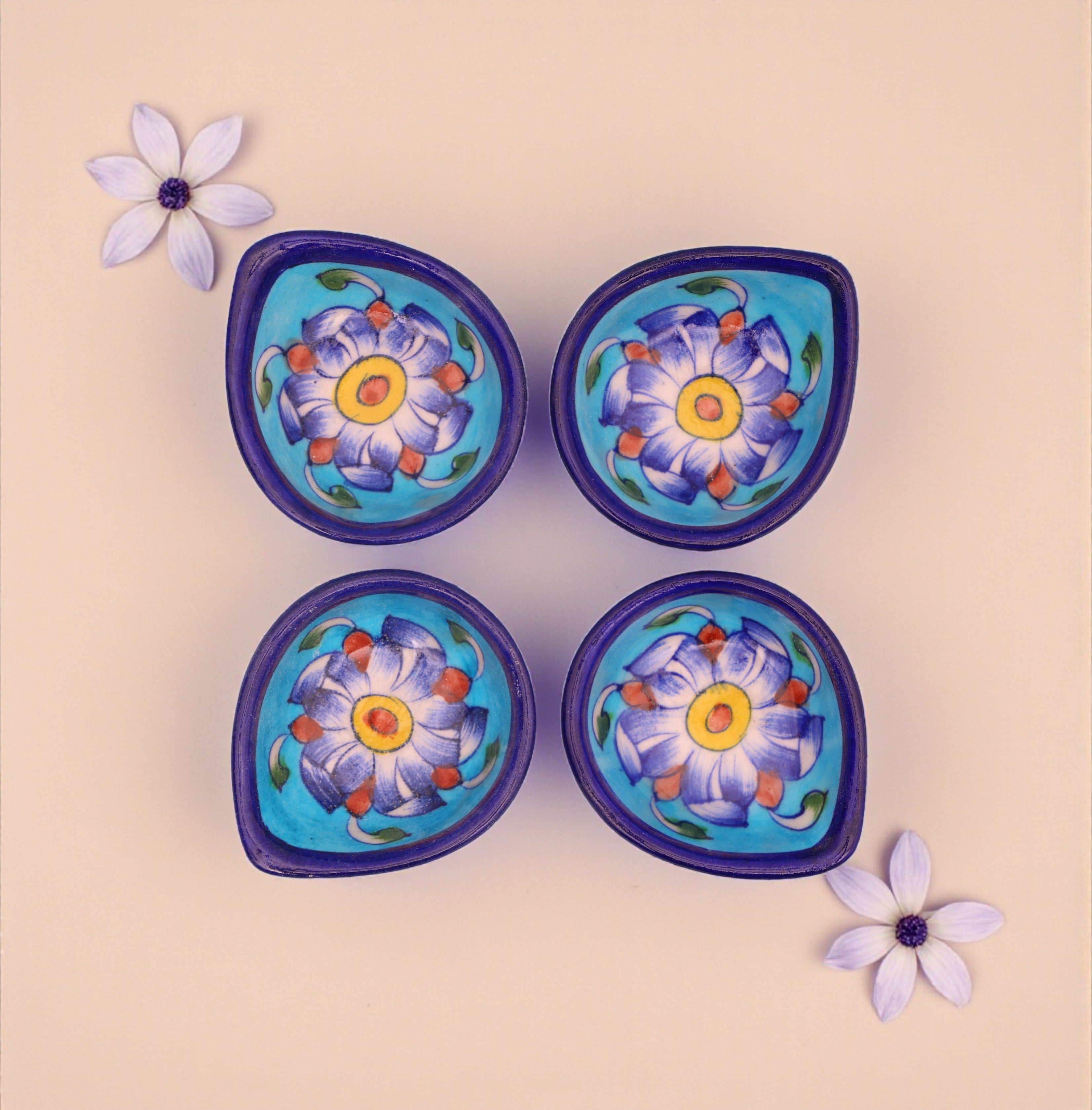 Leaf-Shaped Handcrafted Turquoise & Deep Blue