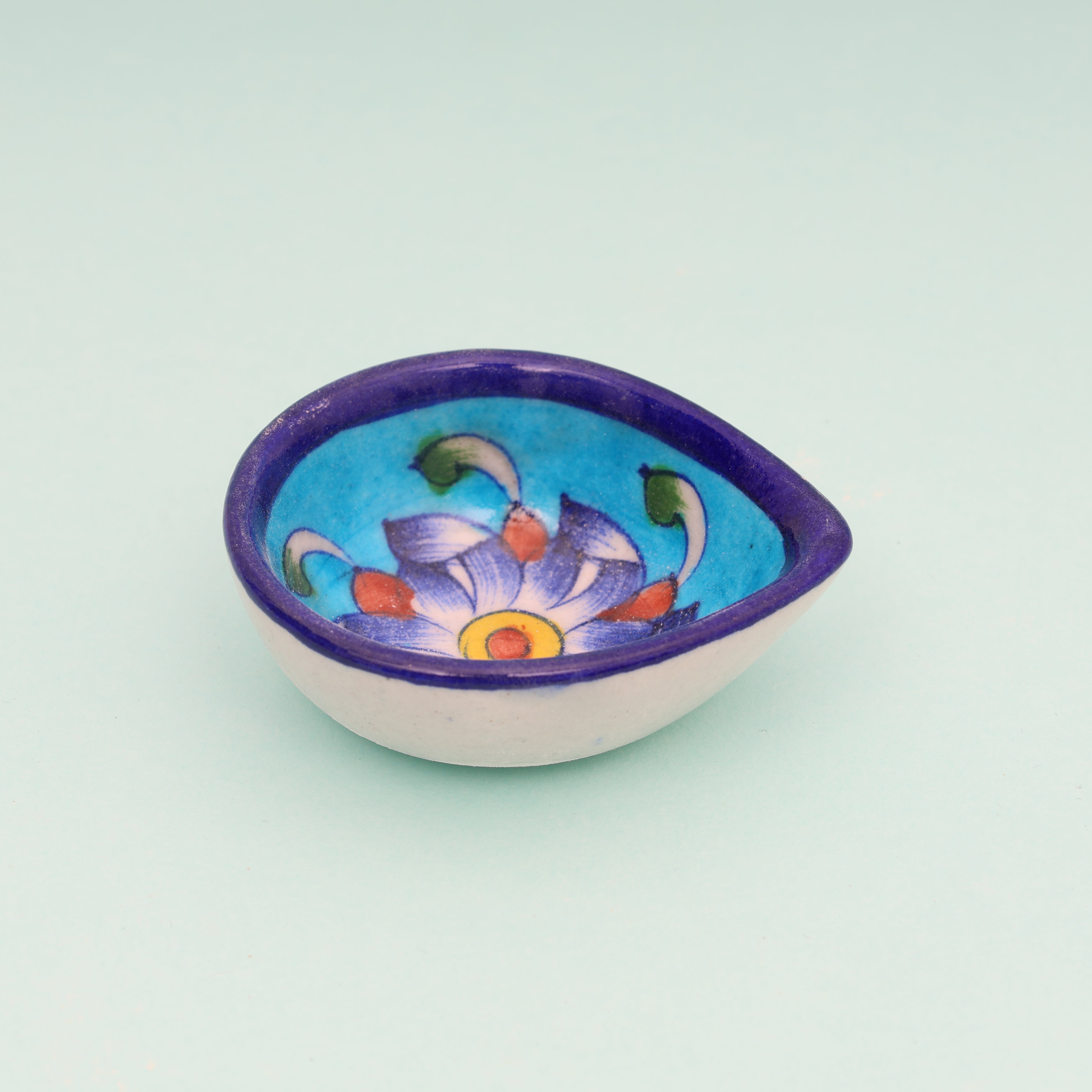 Leaf-Shaped Handcrafted Turquoise & Deep Blue